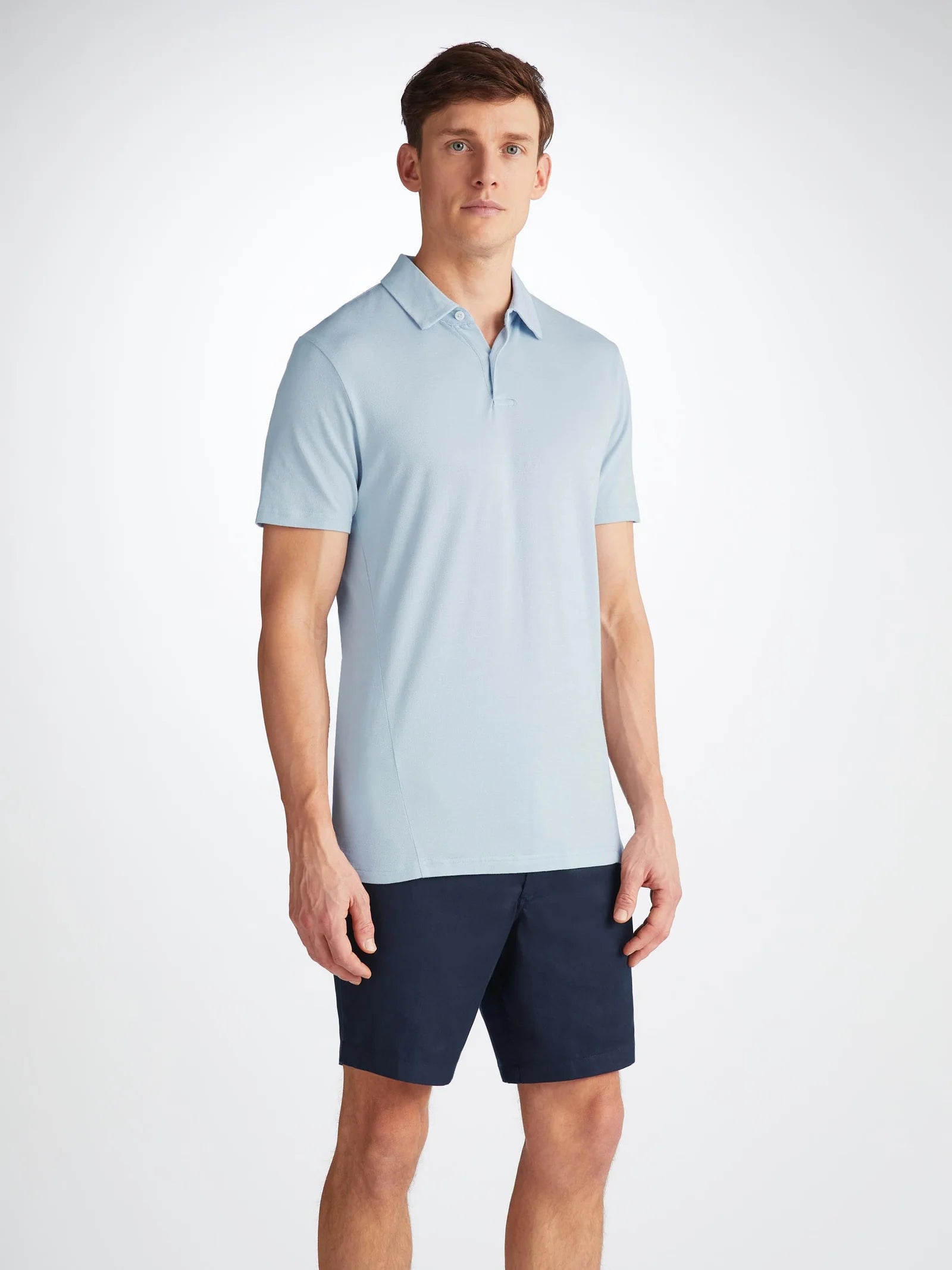 Ramsay Pique Cotton Lyocell Polo - Sky