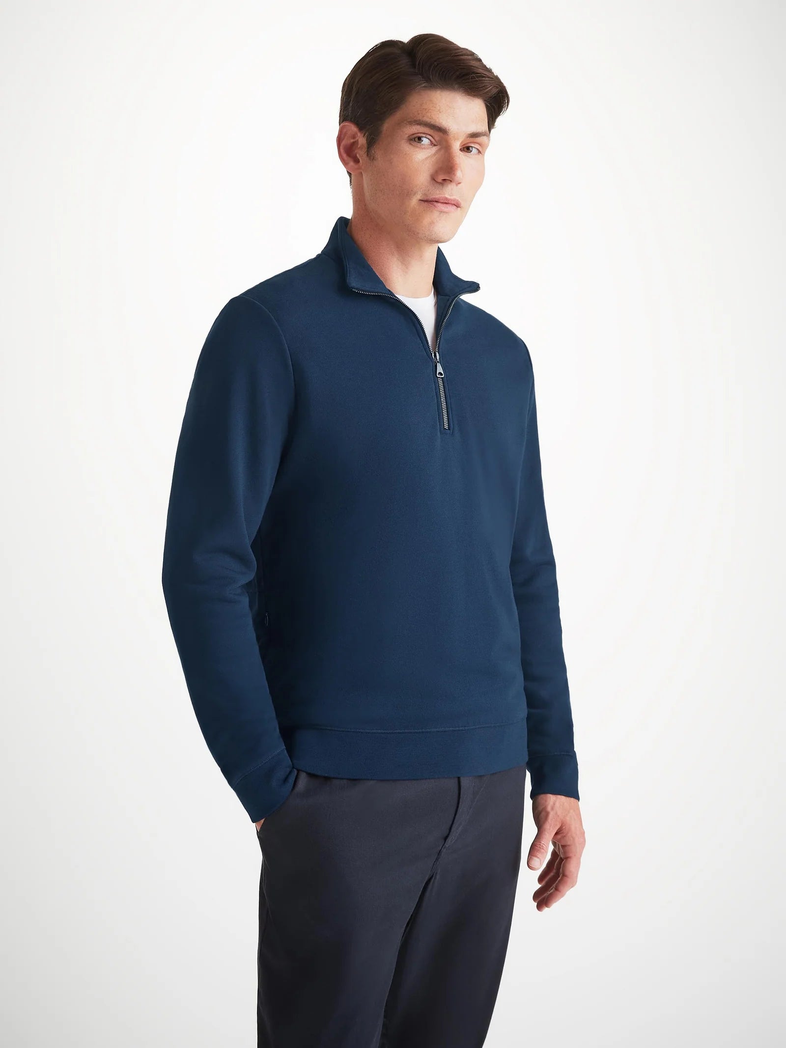 Quinn Cotton Modal Half Zip Sweatshirt - Navy