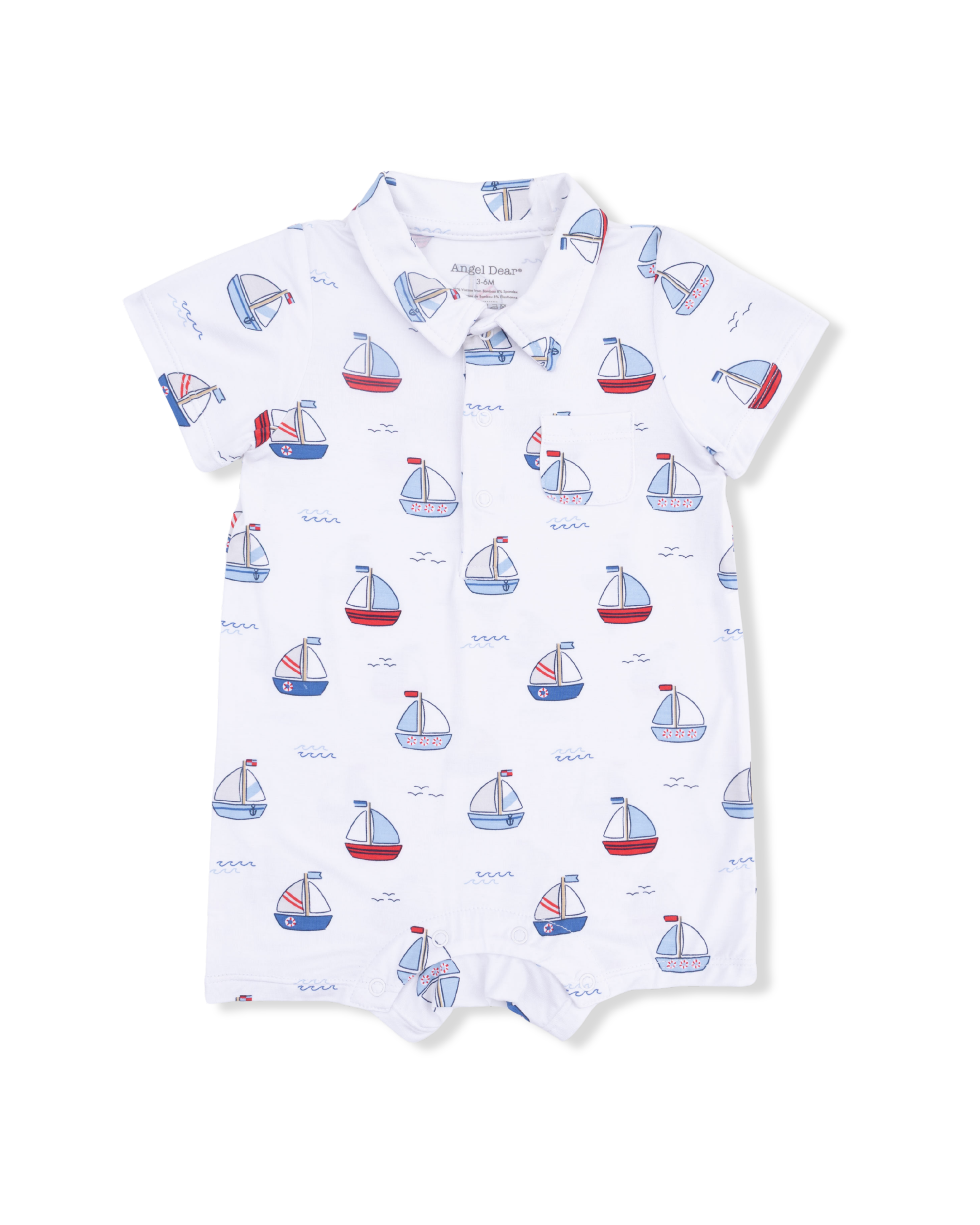 Polo Shortie - Bubbly Sailboats Blue