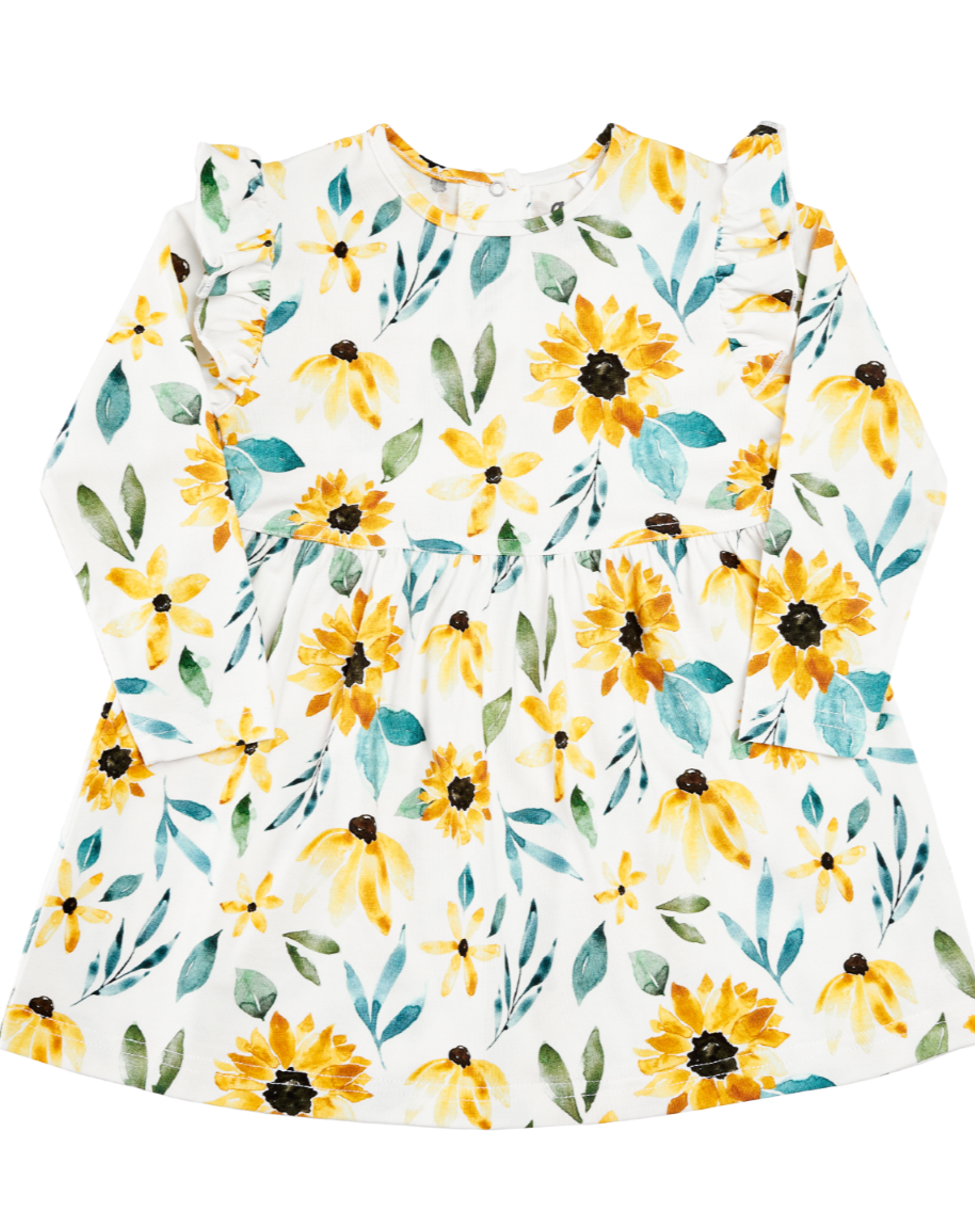Cotton Modal Dress - Cream Sunflowers