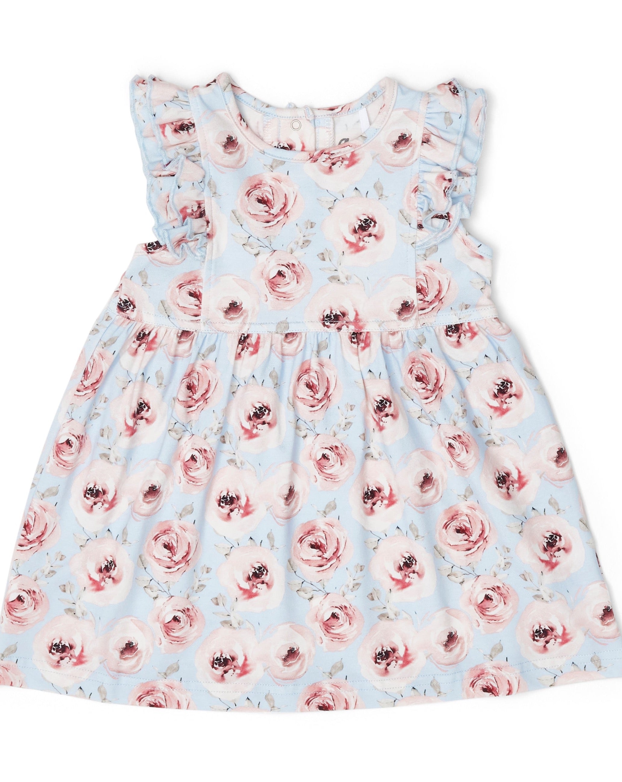 Modal Blend Dress - Peonies On Light Blue