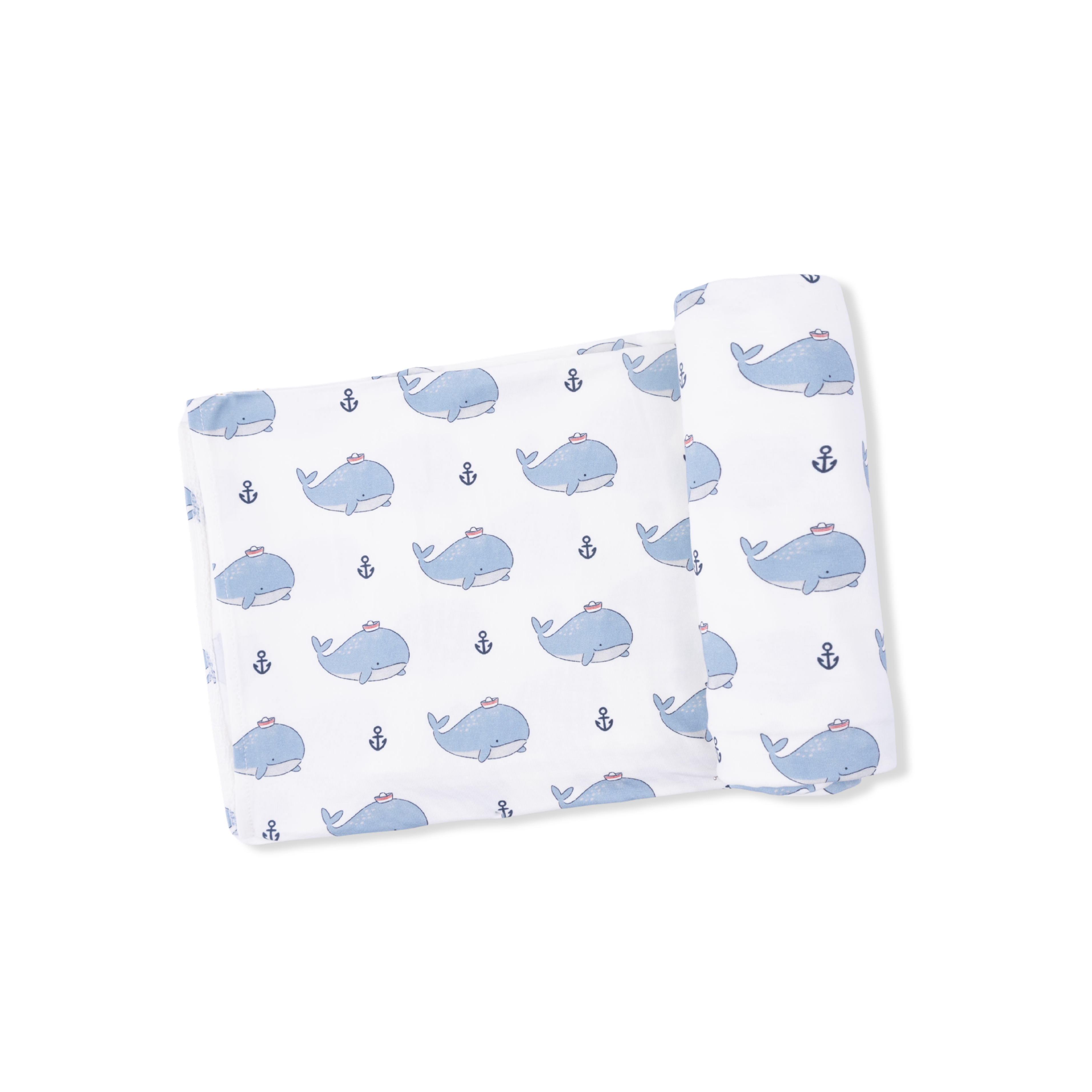 Swaddle Blanket - Bubbly Sailor Whales Blue