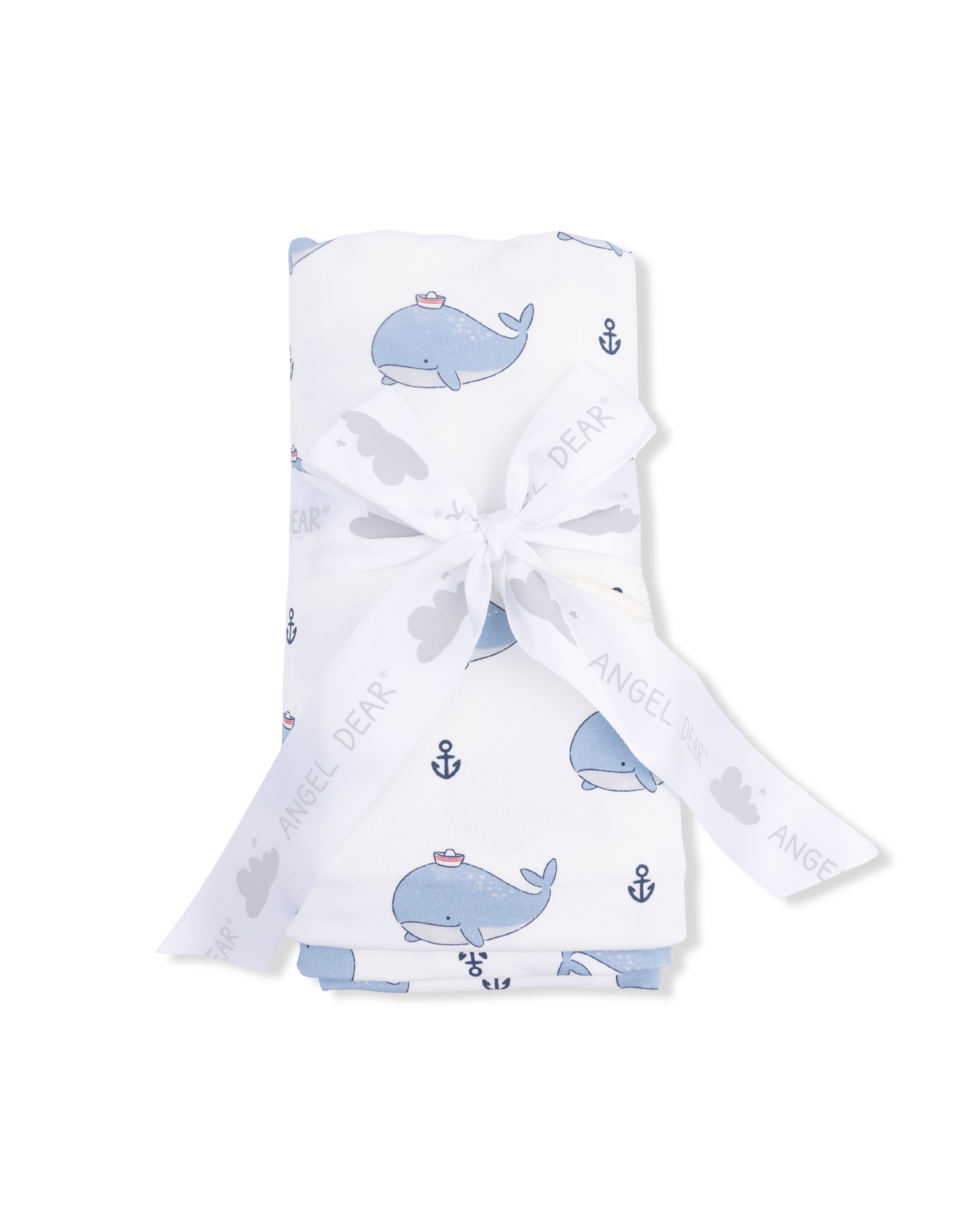 Swaddle Blanket - Bubbly Sailor Whales Blue