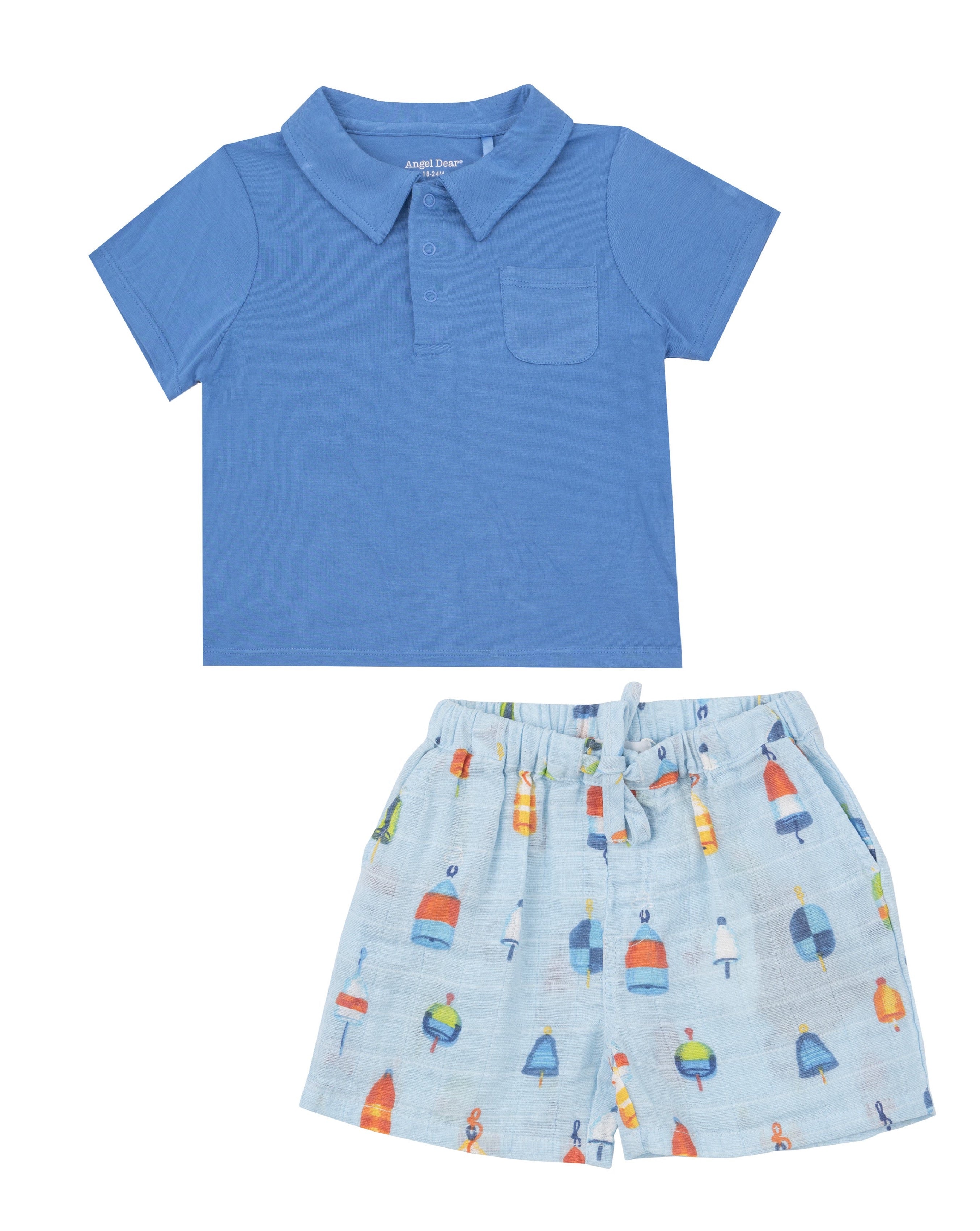 Muslin Short and Polo Shirt Set - Buoys