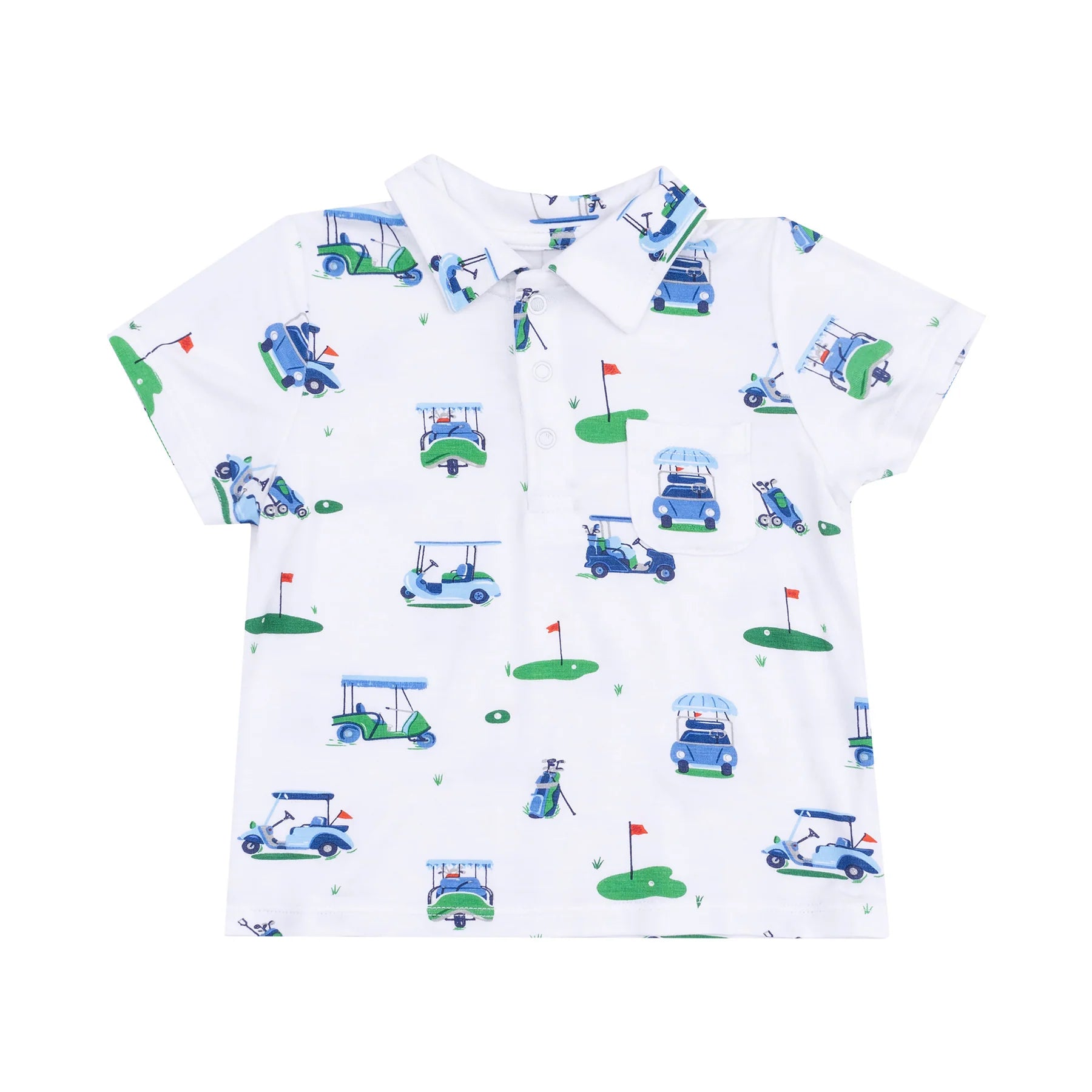 Polo Shirt & Short Set - Vintage Golf Carts Blue