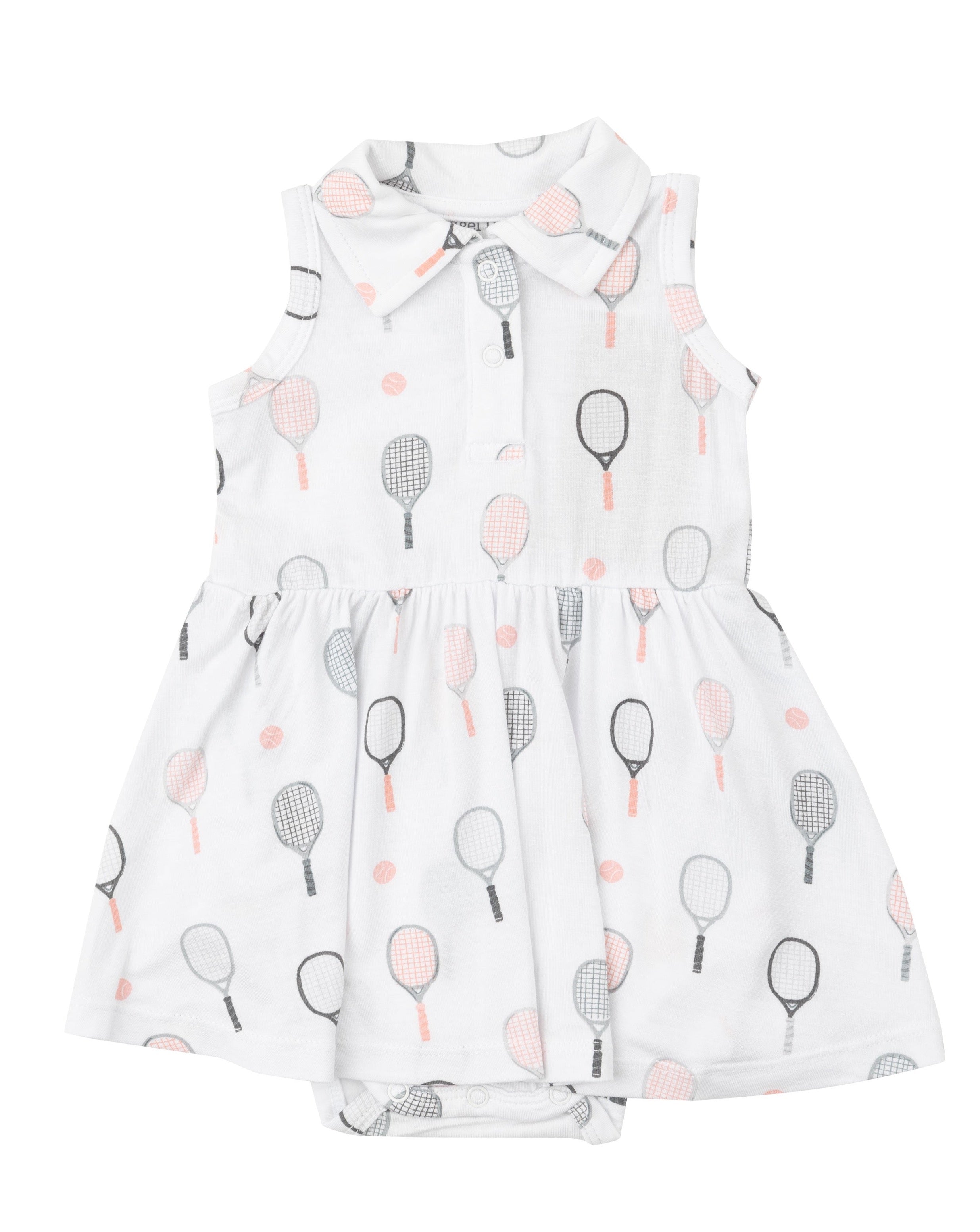 Tennis Tank Bodysuit Dress and Bow Headband - Tennis Pink / Gingham