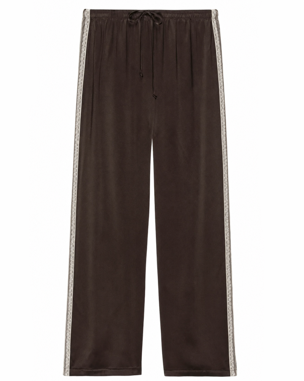 The Silk Lace Stripe Crop Pant - Espresso