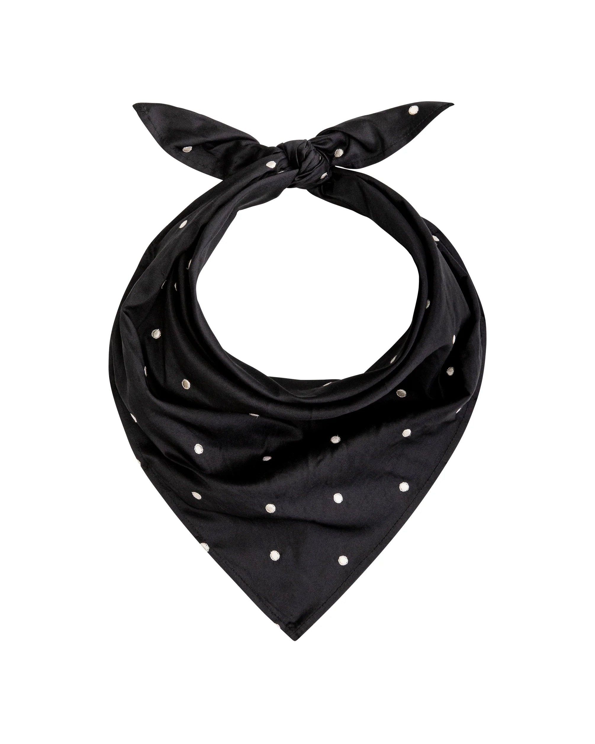 The Taffeta Headscarf - Jet / Cream Polka Dots