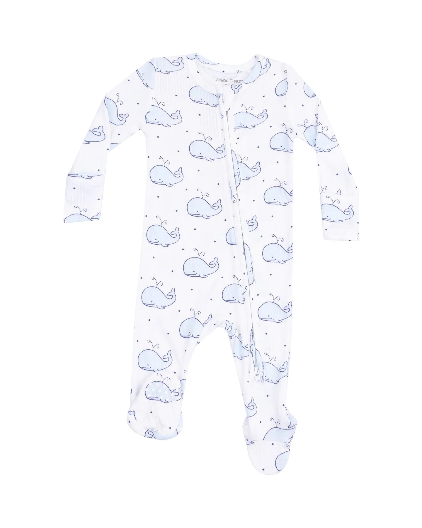 2 Way Zipper Footie - Bubbly Whale Blue