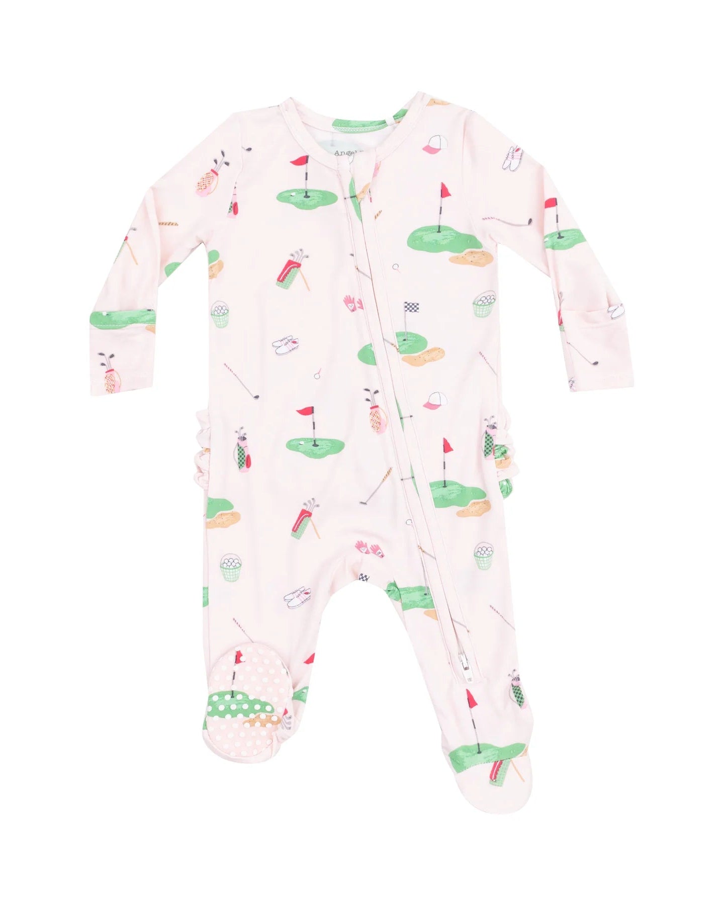 2 Way Zipper Ruffle Back Footie - Golf Things Pink