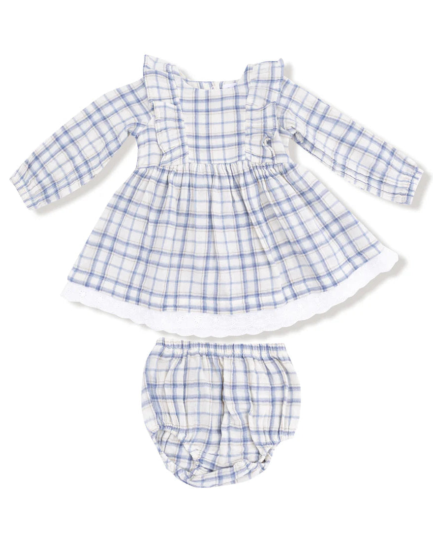 Long Sleeve Dress and Bloomer (2T to 4T Dress Only) - Blue Plaid