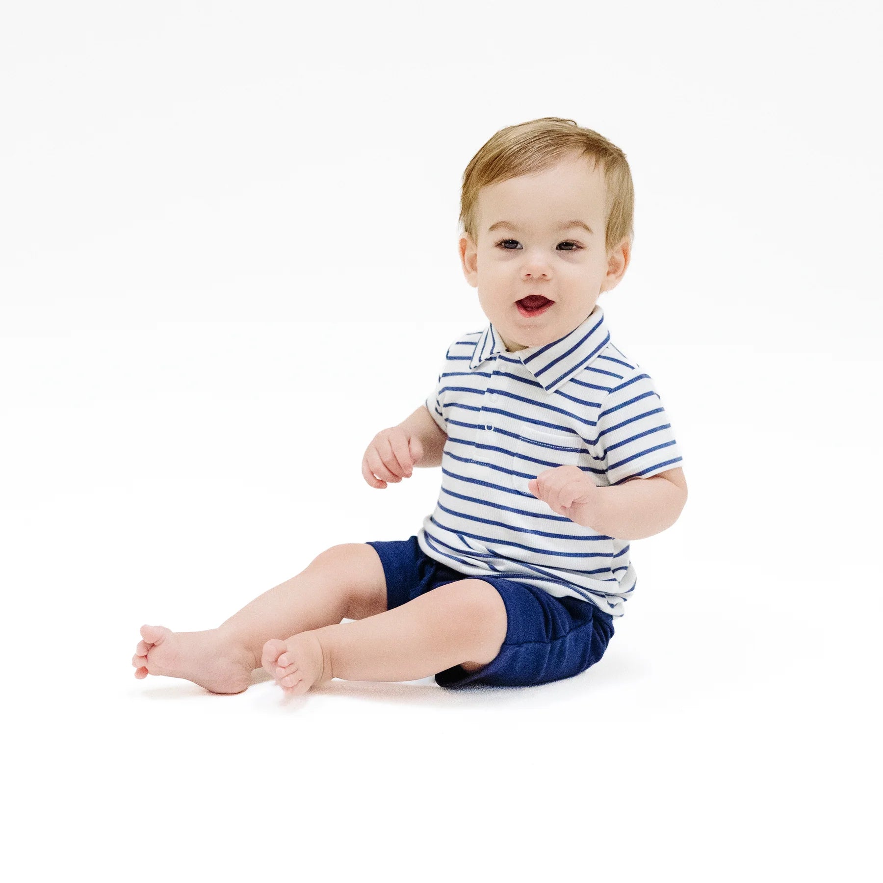 Polo Shirt And French Terry Short - Stripe Vintage Navy