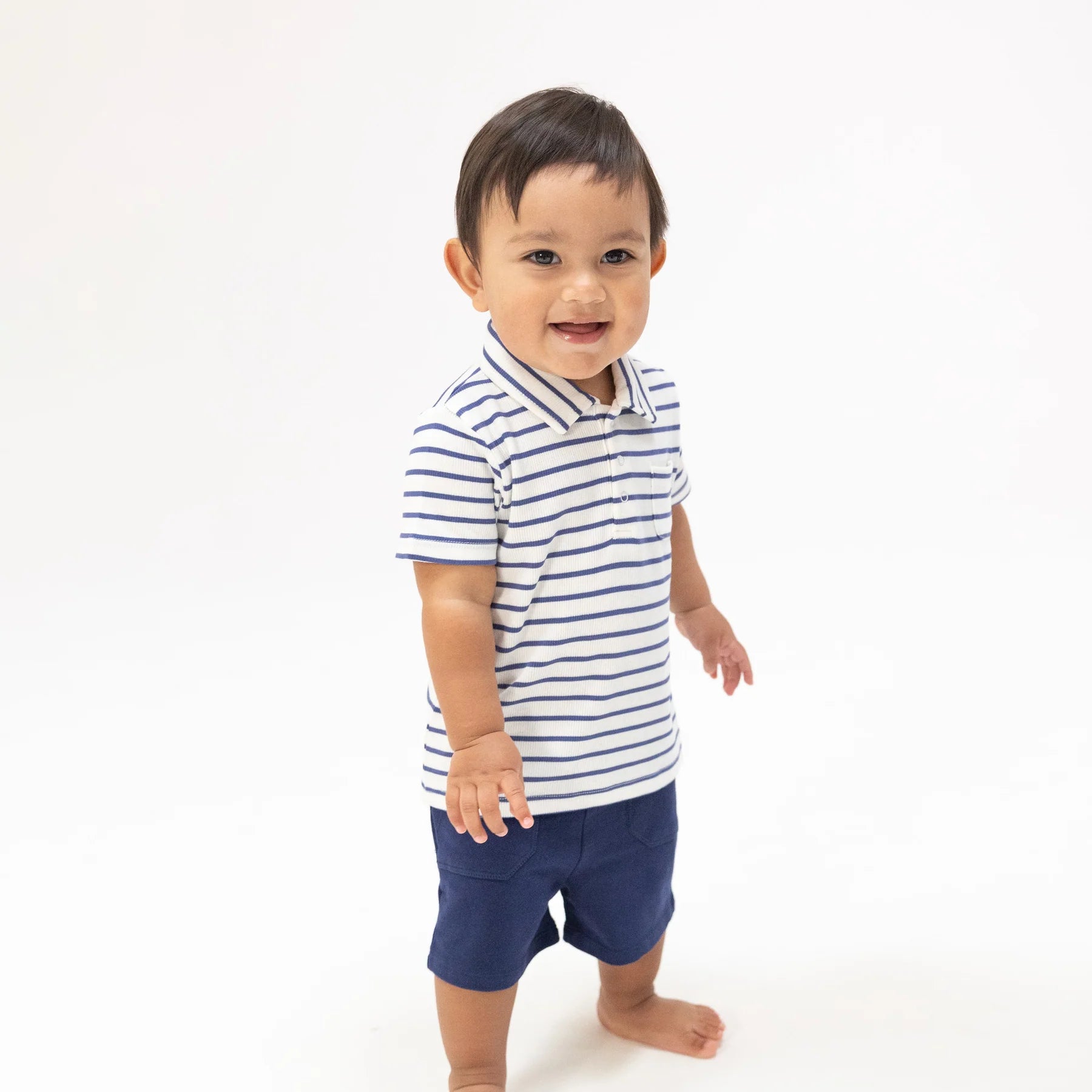 Polo Shirt And French Terry Short - Stripe Vintage Navy