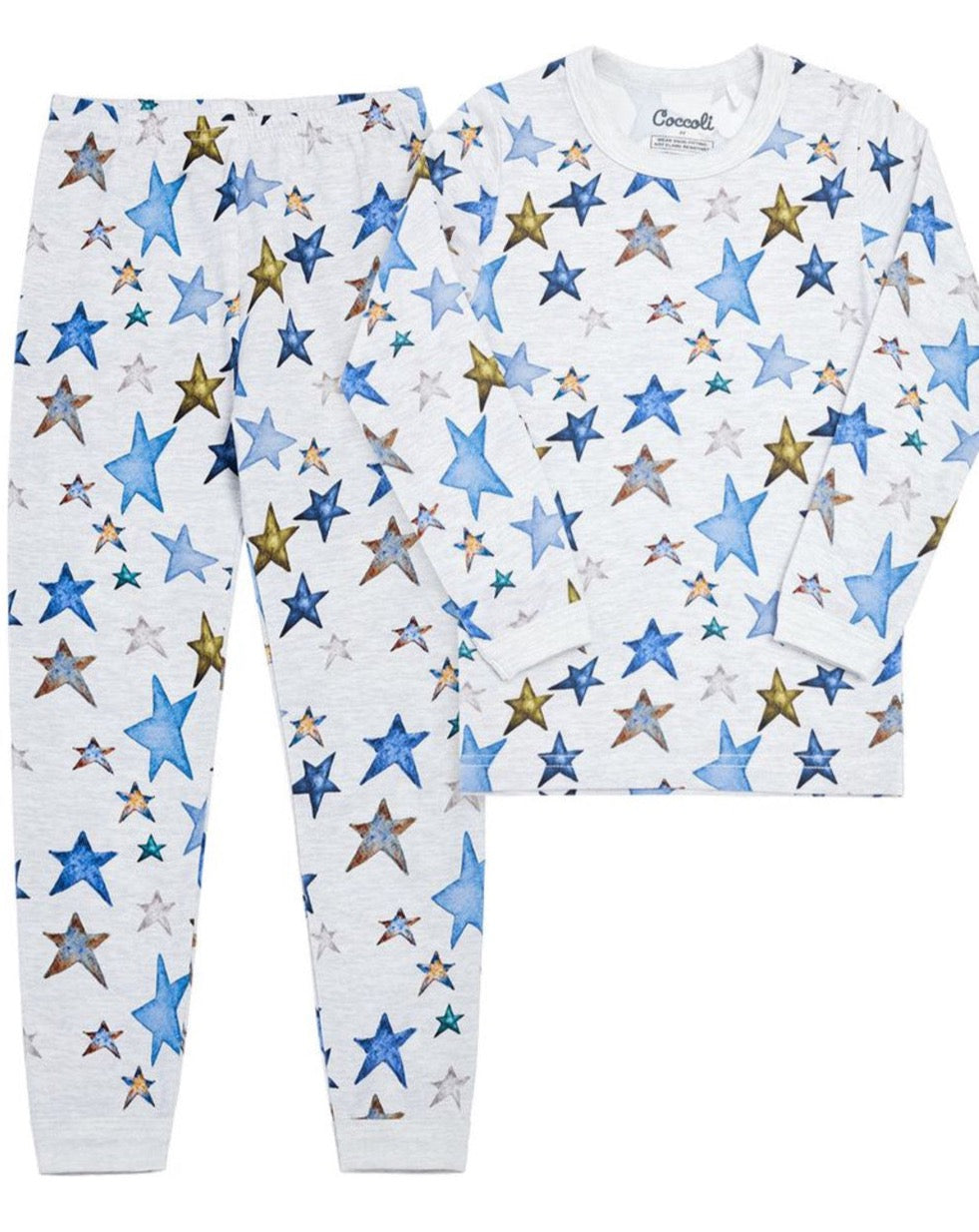 Cotton Modal Long Sleeve Pyjama - Heather Grey Stars
