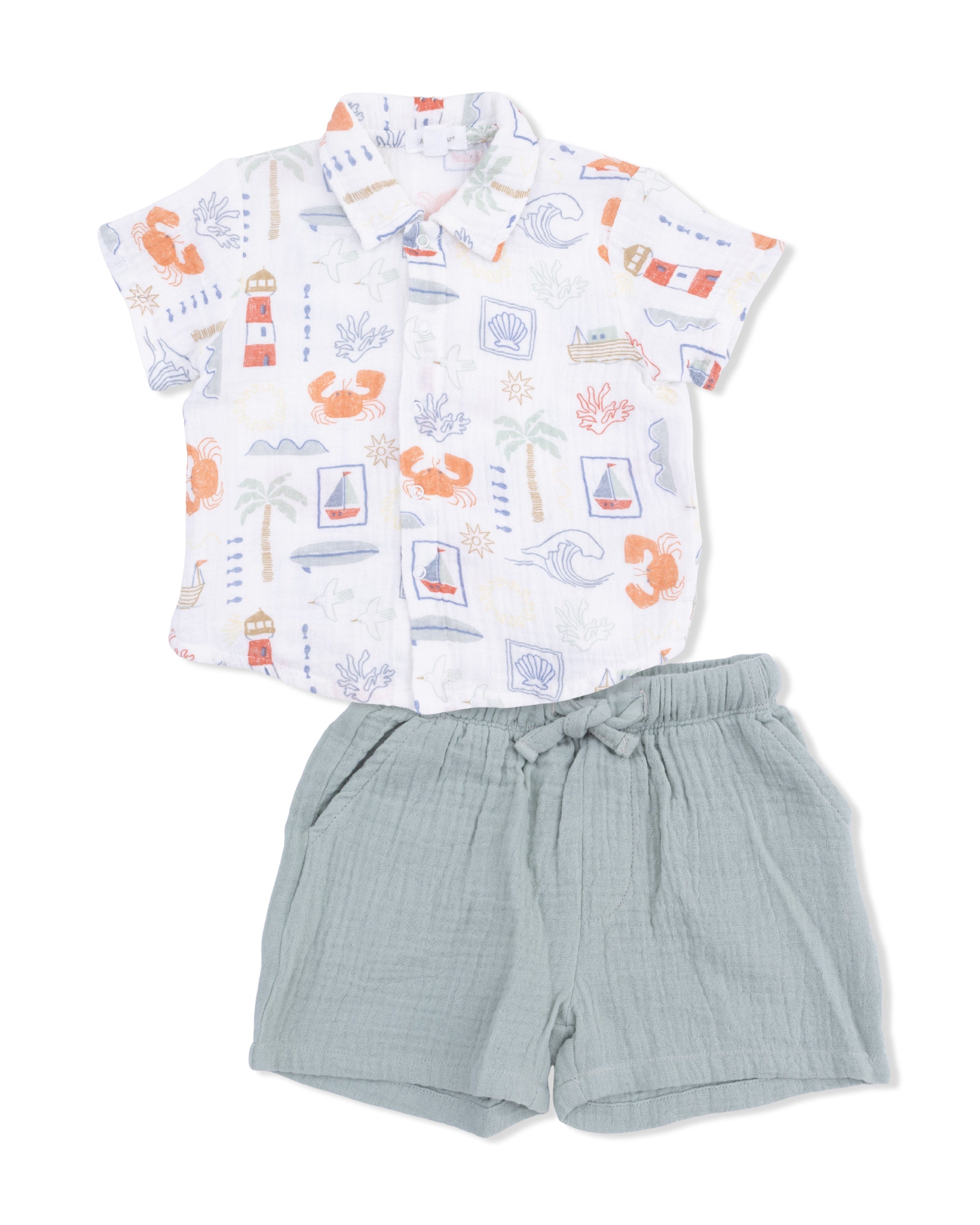 Polo Button Up with Casual Short - Club Mediterranean