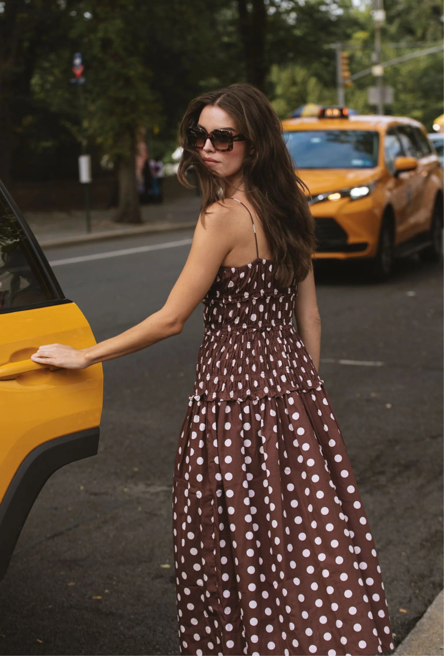 Amelia Dress - Brown/Ivory Polka Dot