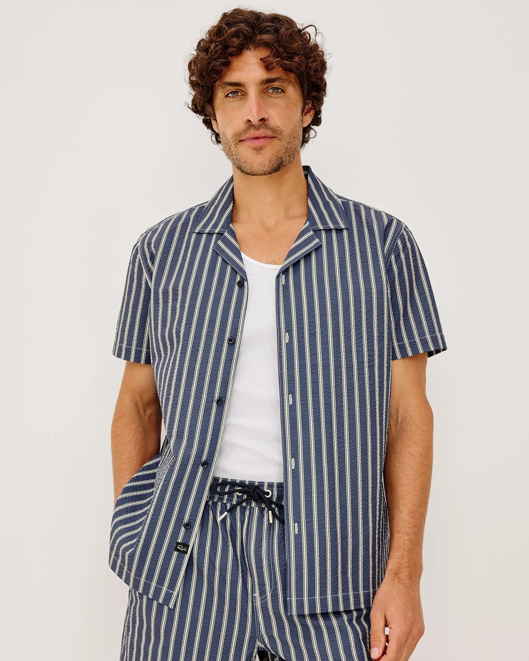 Amalfi Shirt - Navy Cream Stripe
