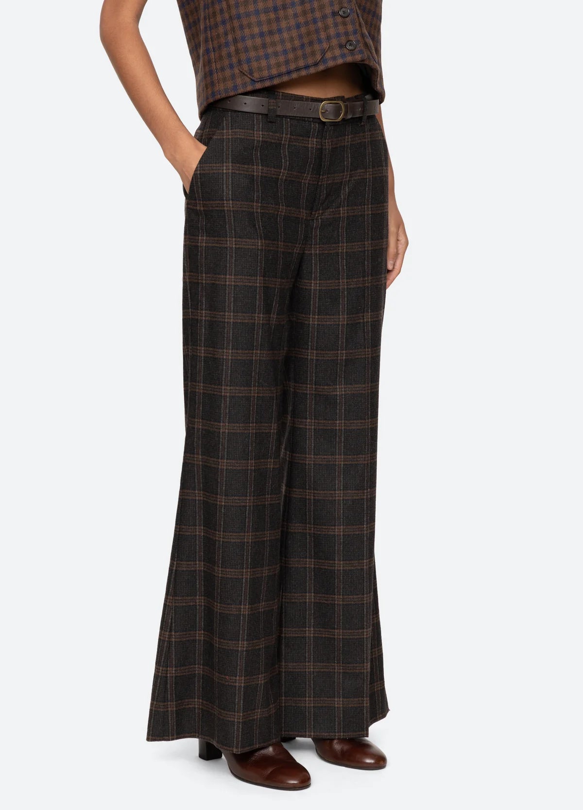 Monroe Pants - Plaid Black/Brown