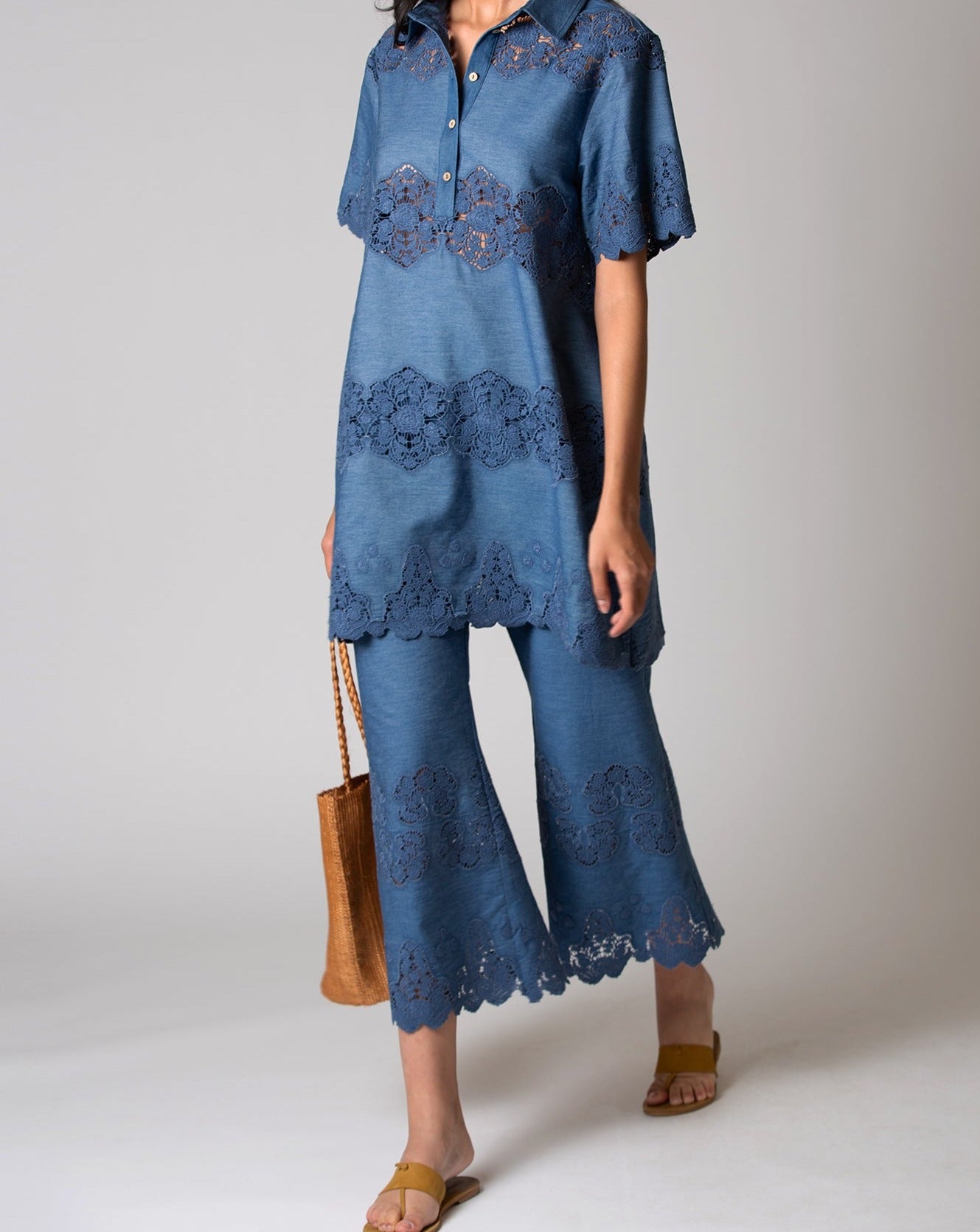 Alegra Embroidered Pants - Indigo