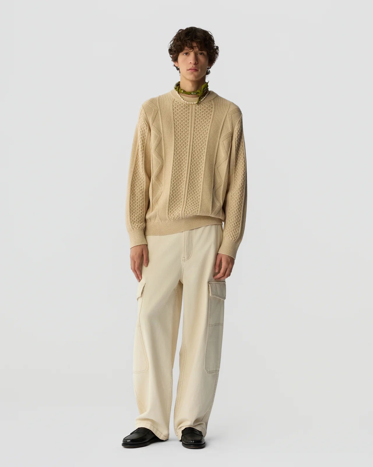 Allday Cable Crew in Cotton Cashmere - Sand