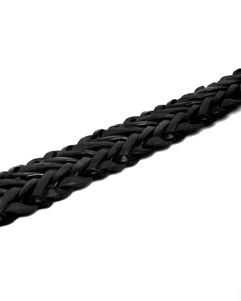 Braided Leather Belt - Black