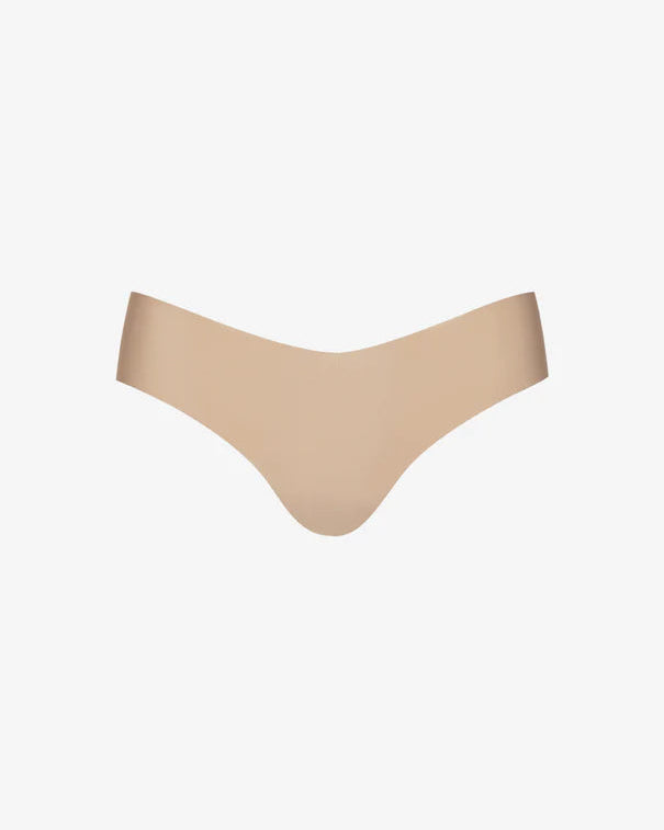 Invisible Rib One Size Thong - Beige