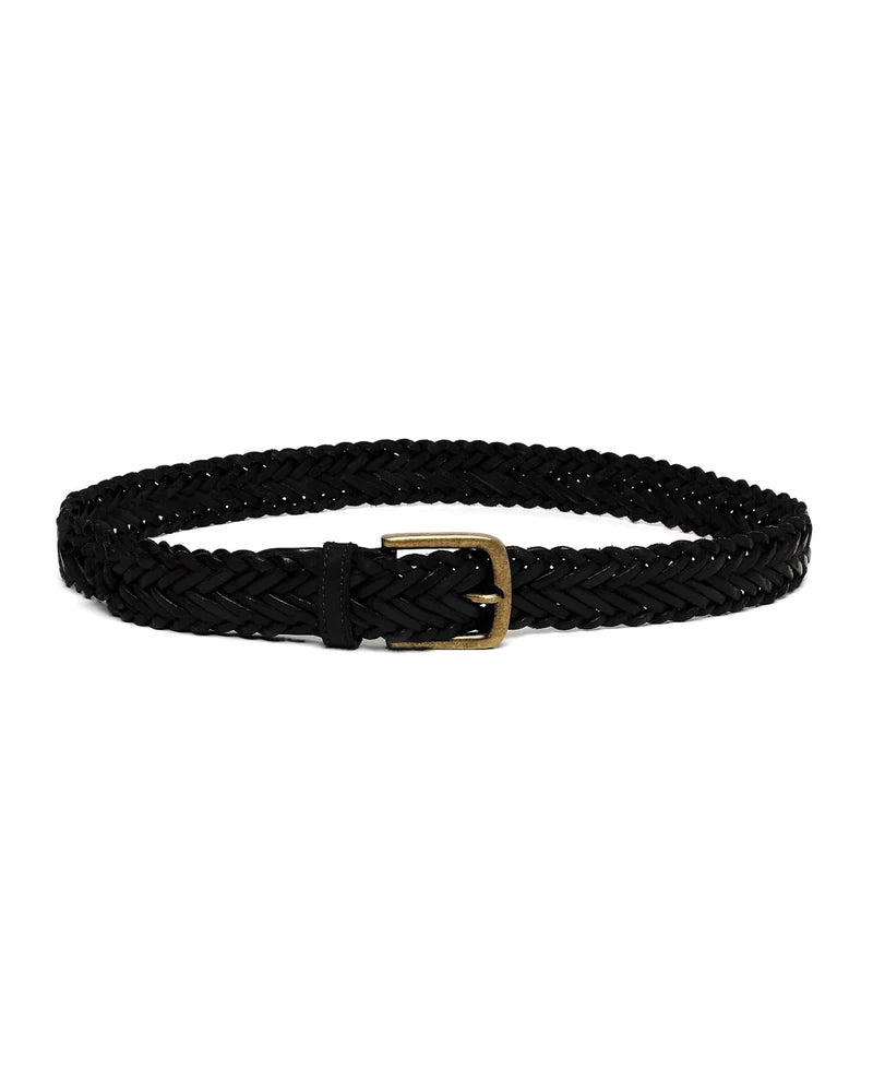 Braided Leather Belt - Black