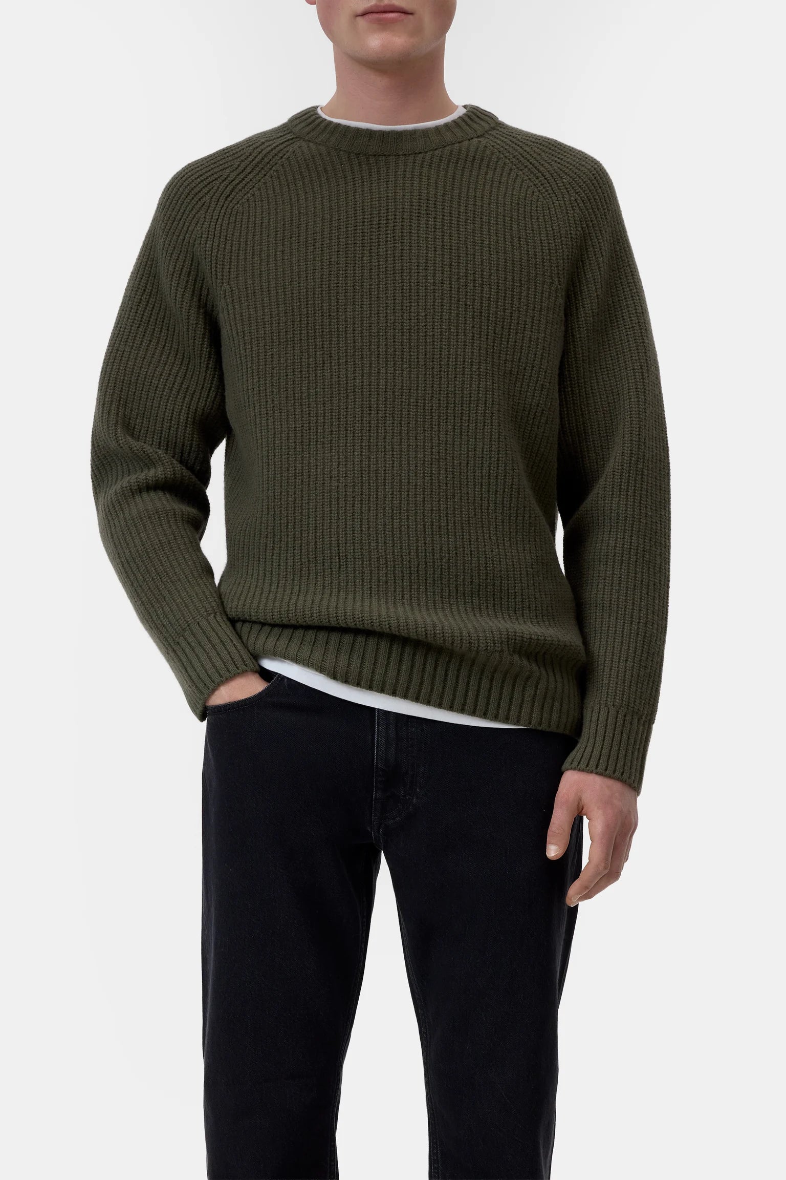 Knitted Pullover - Dark Olive Green