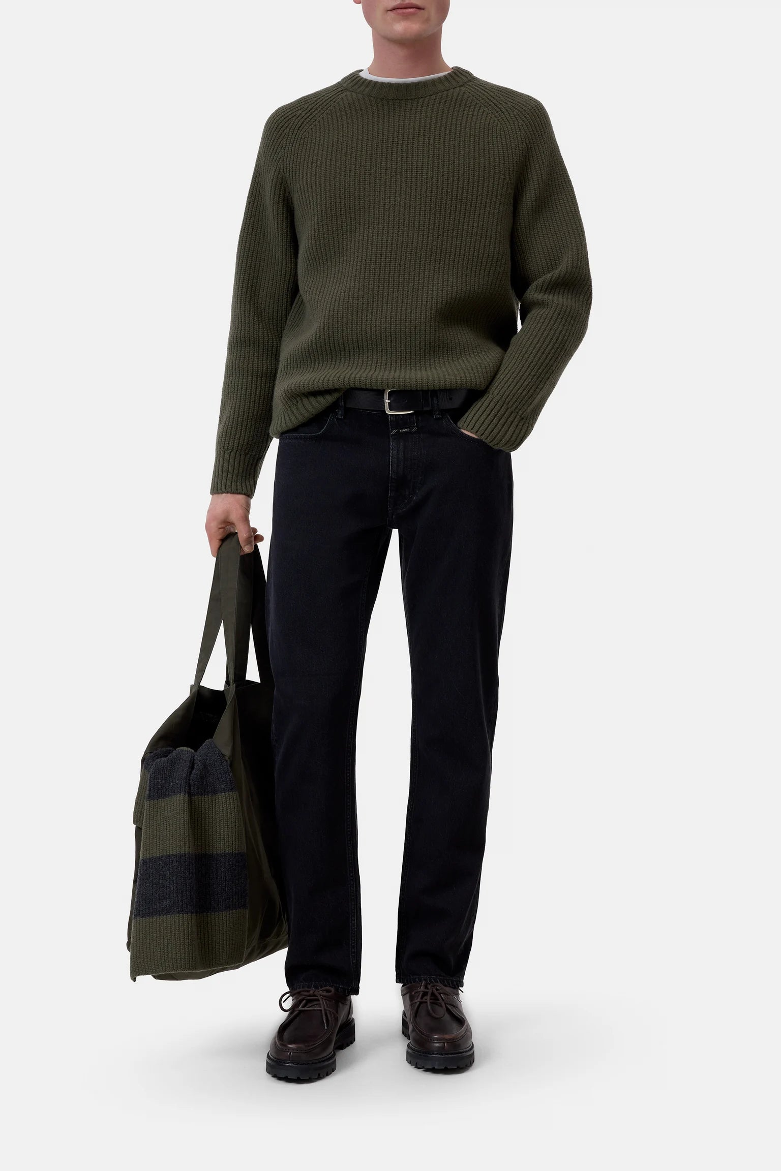 Knitted Pullover - Dark Olive Green