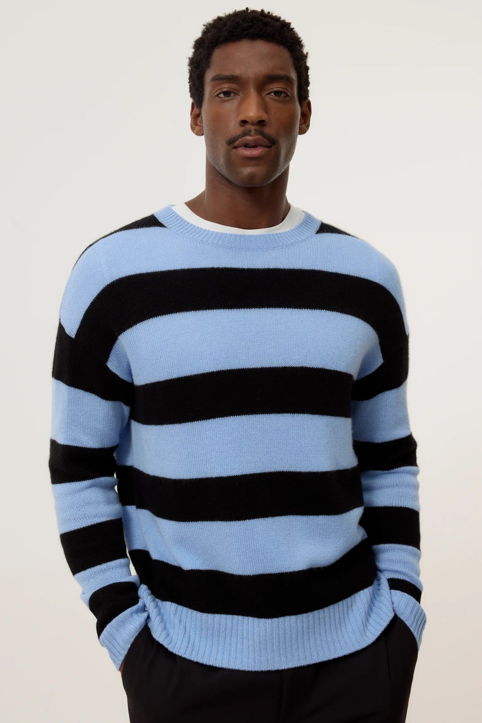 Striped Crewneck Jumper - Sky Blue