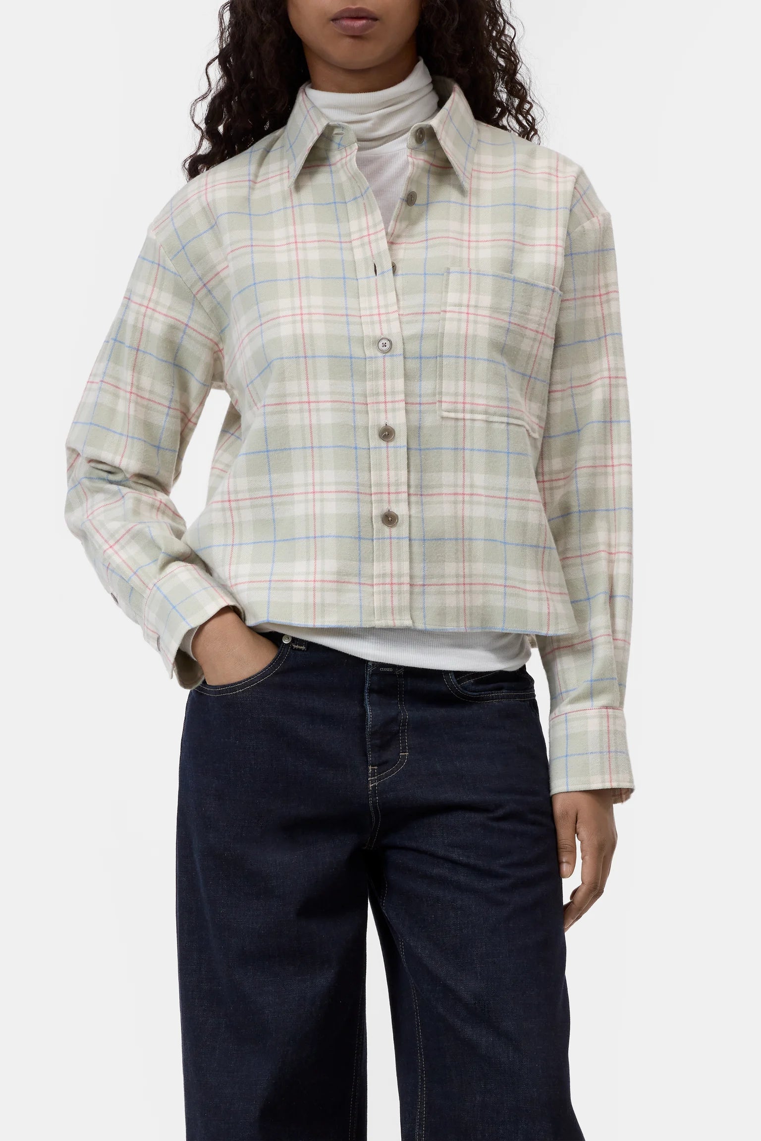 Cropped Oversized Shirt - Stoneleaf Green