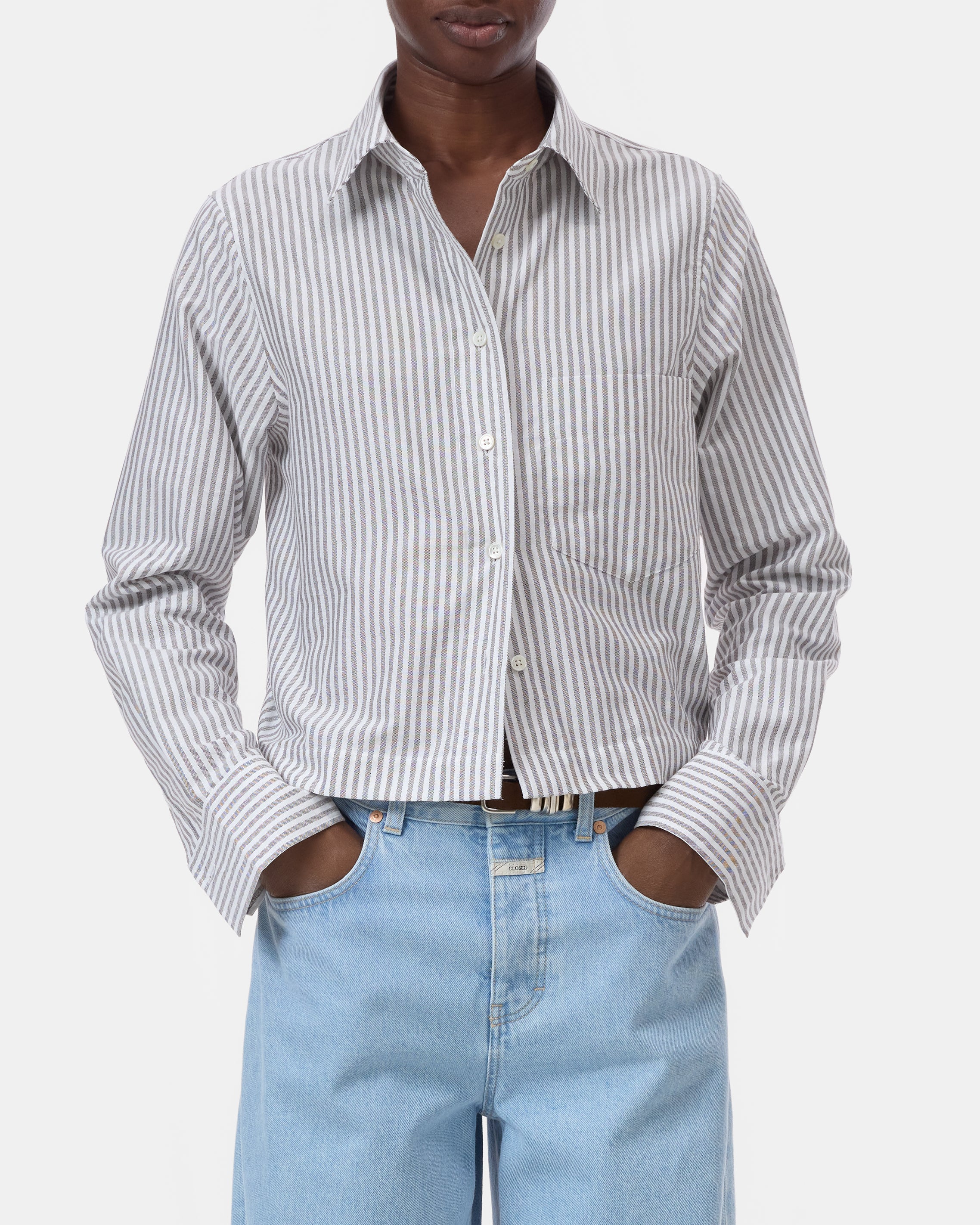 Cropped Classic Shirt - Cinder Brown