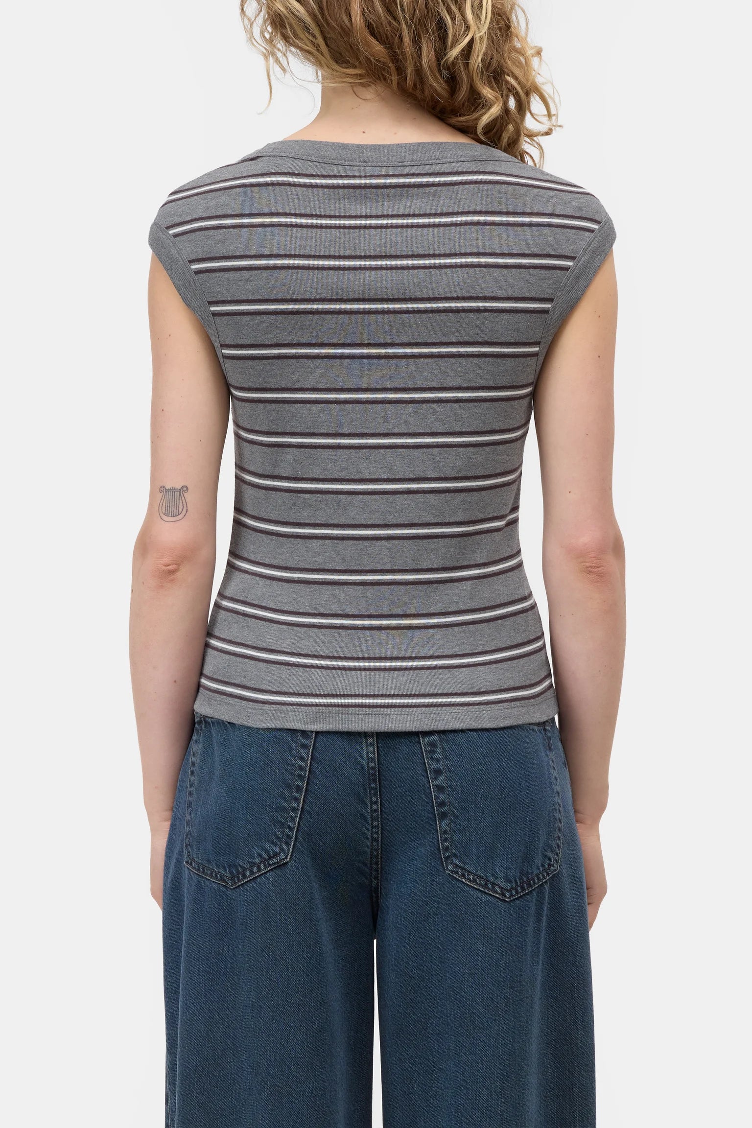 Cap Sleeve T-Shirt - Dark Grey Melange