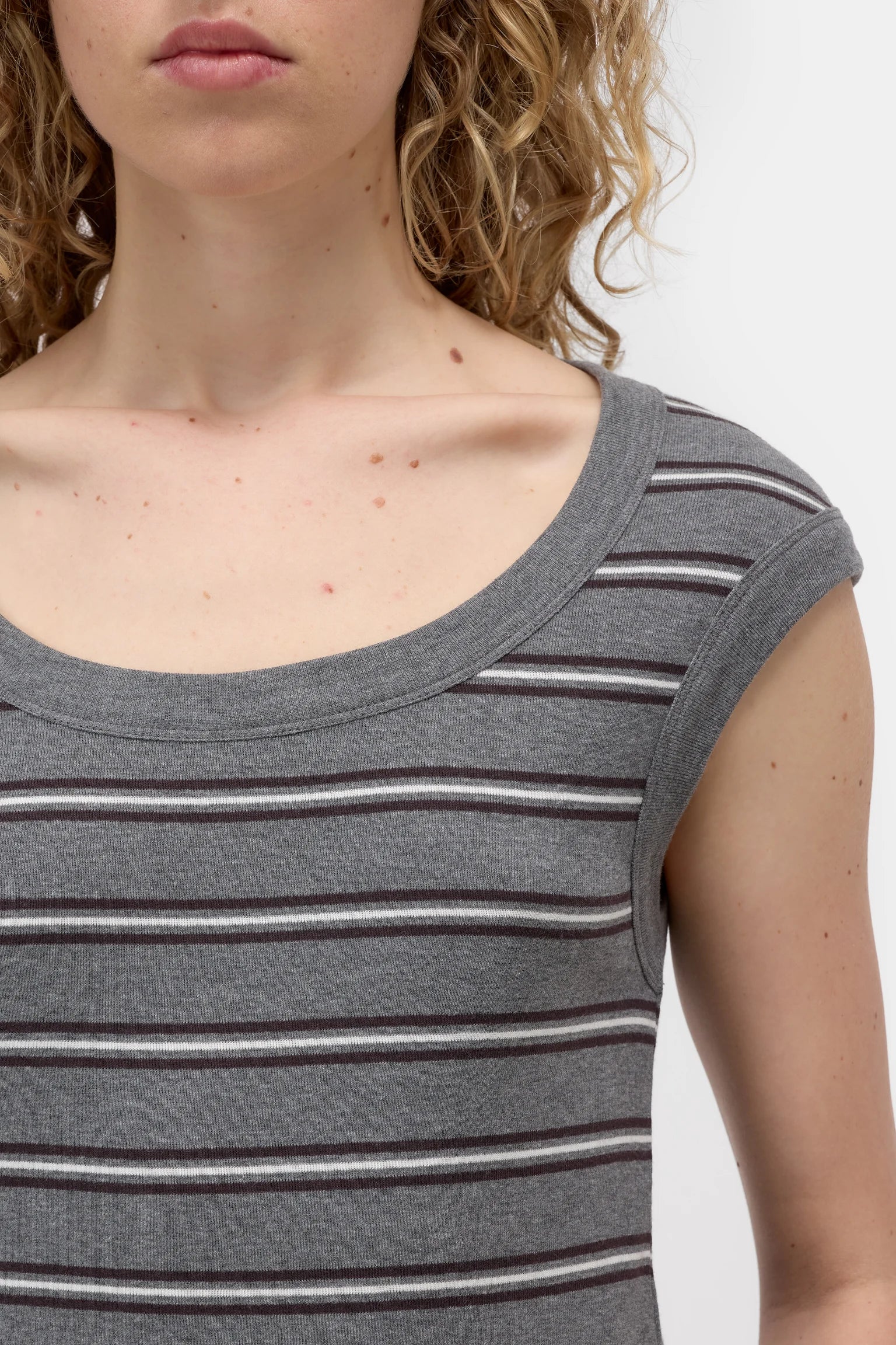 Cap Sleeve T-Shirt - Dark Grey Melange