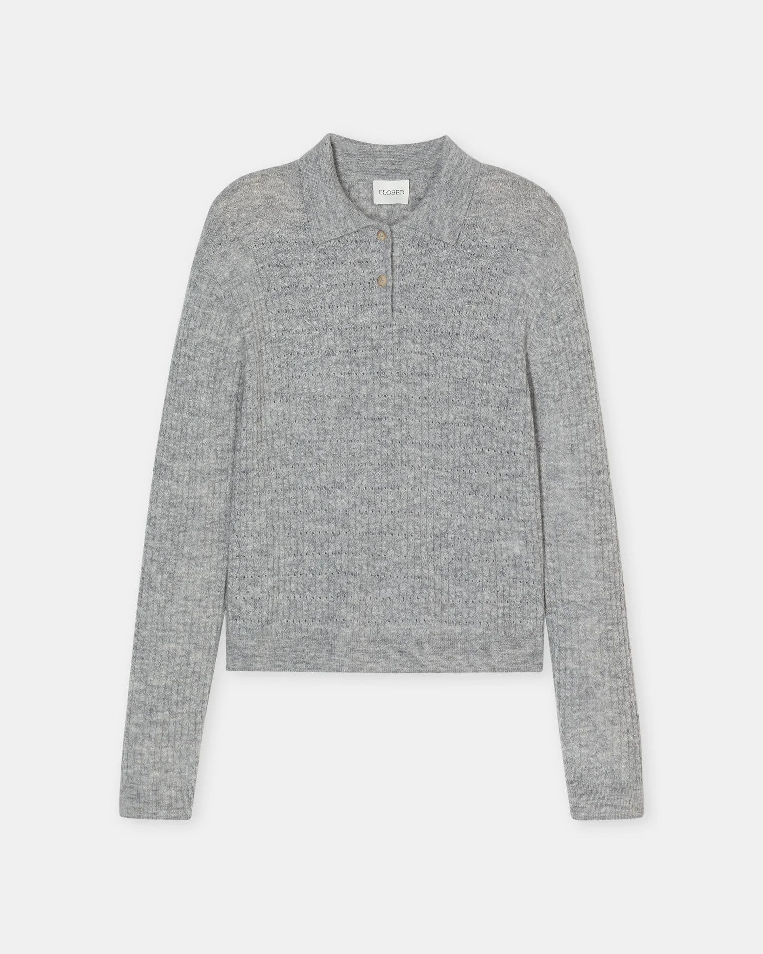 Polo Longsleeve - Light Grey Melange