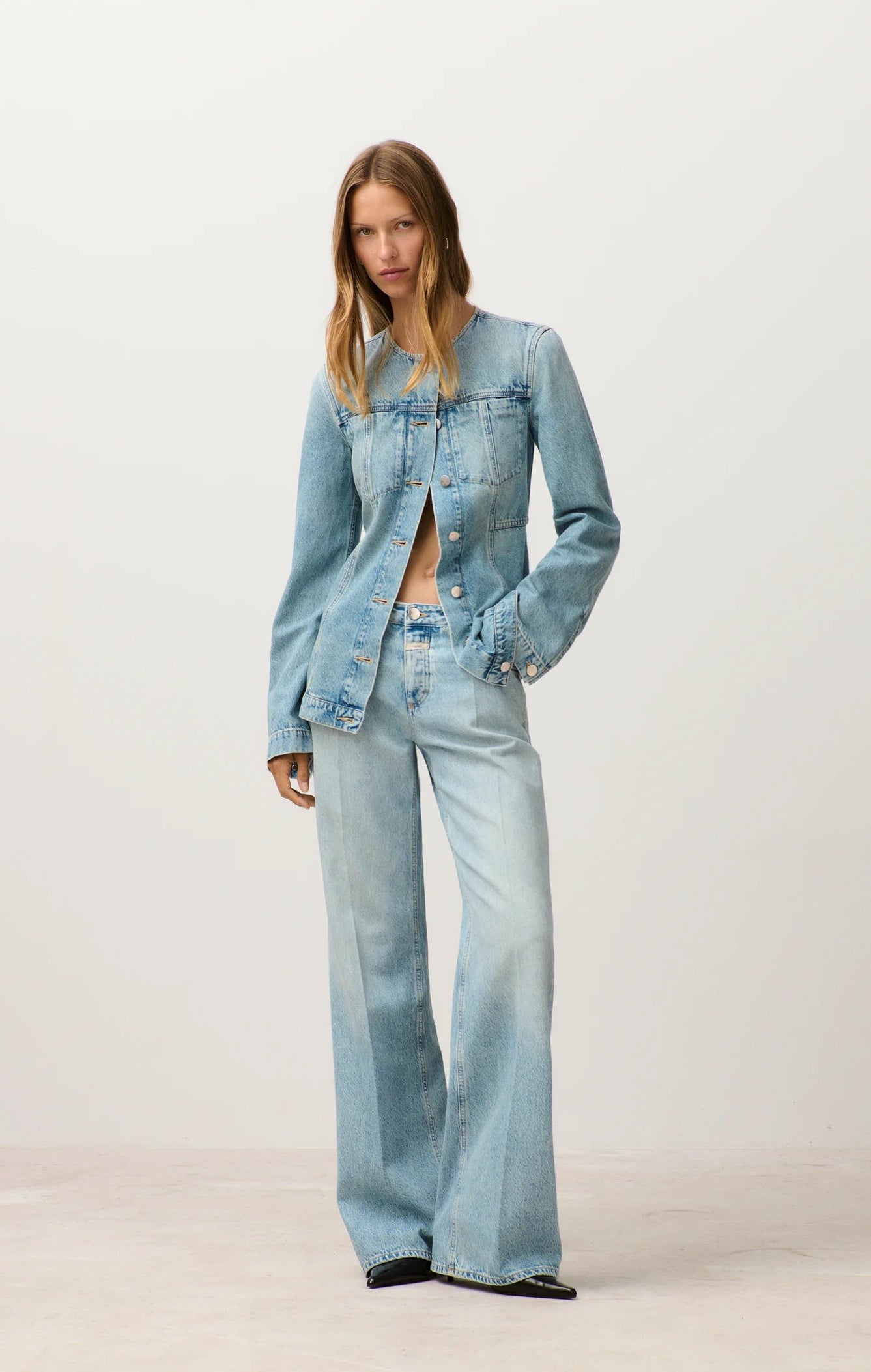 Fitted Denim Jacket - Light Blue