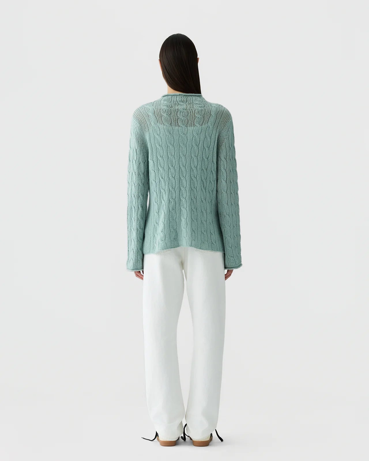 Cable Mock Neck Top - Sage Brush
