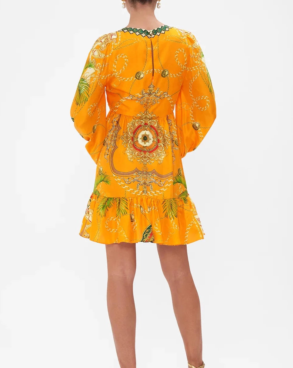 Short Front Tie Blouson Dress - Dancing with the Bulls