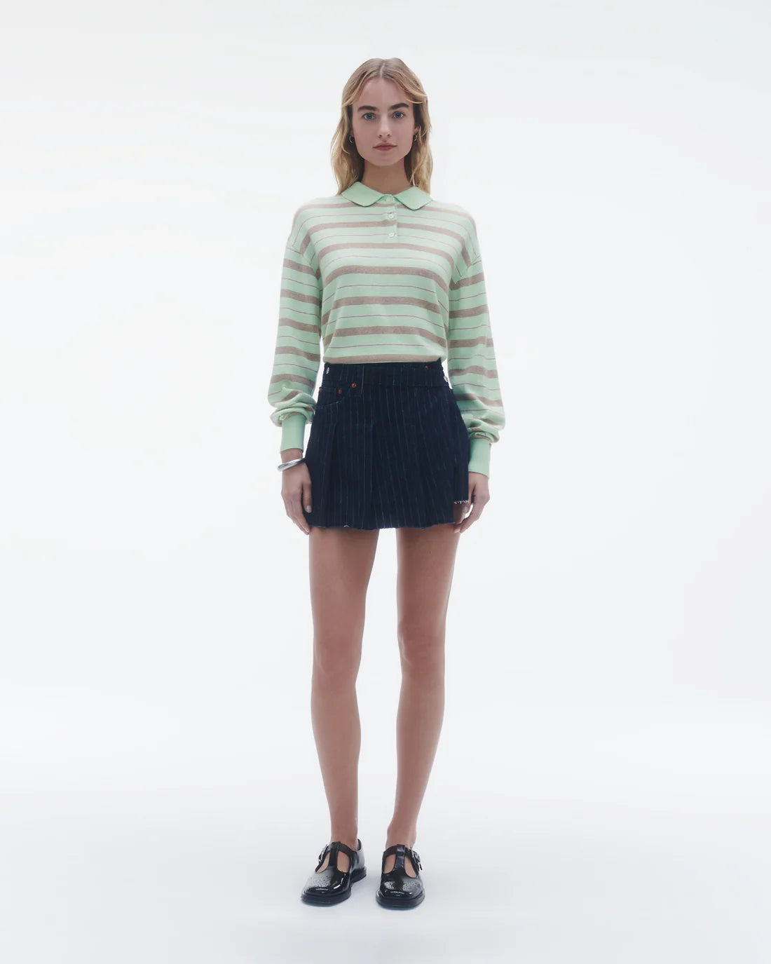 Collegiate Stripe Polo - Mint Combo