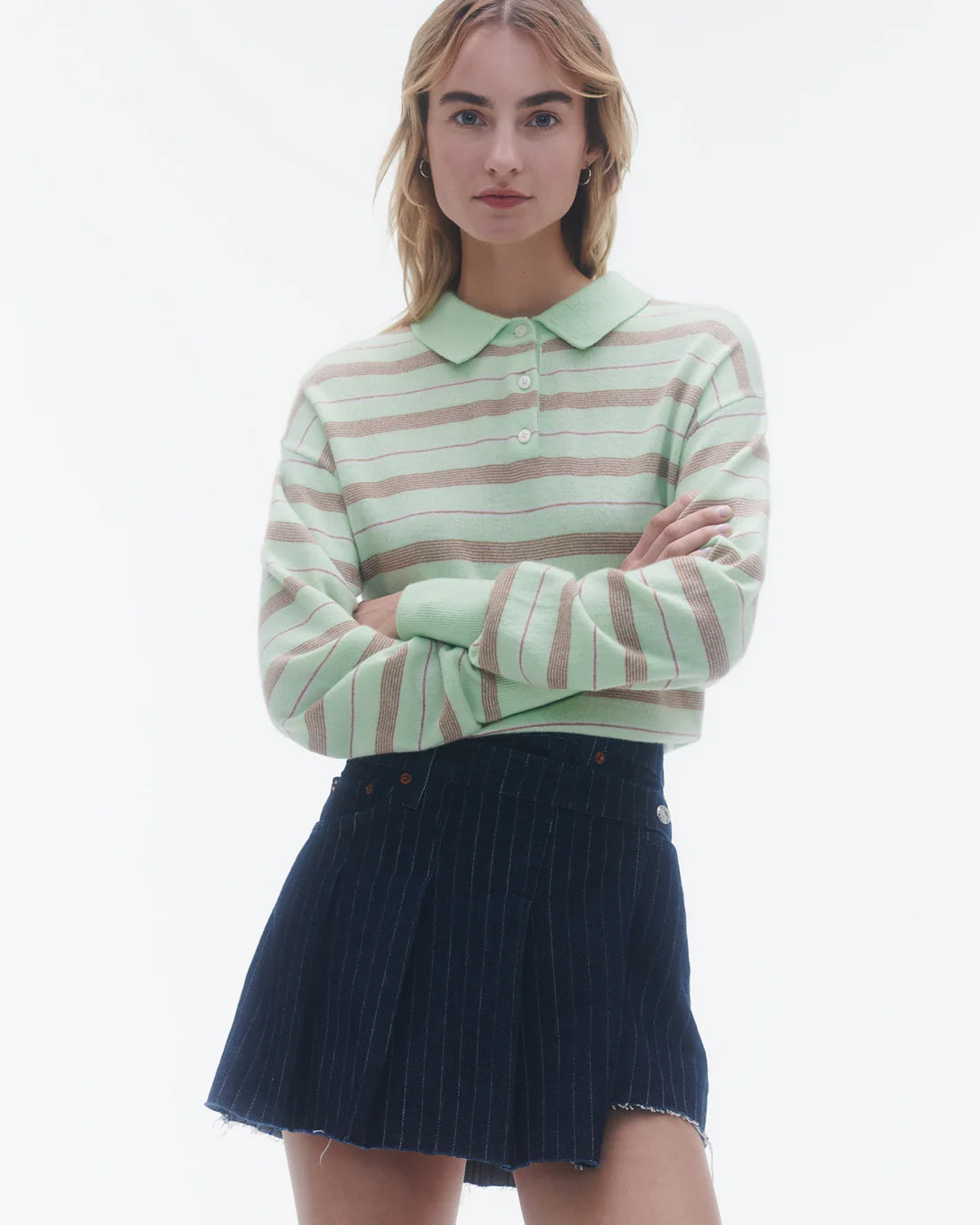 Collegiate Stripe Polo - Mint Combo