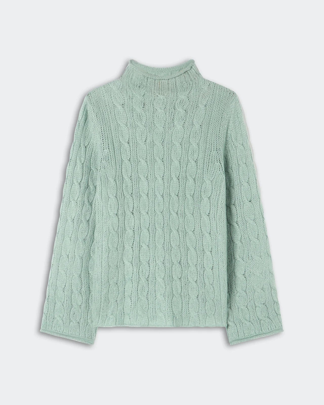 Cable Mock Neck Top - Sage Brush