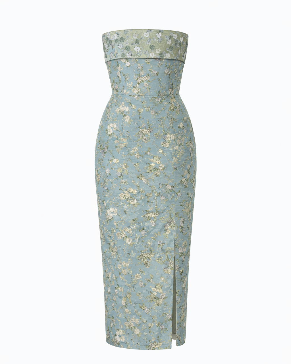 The Kennedy Dress - Slate Blue Cheverny Brocade