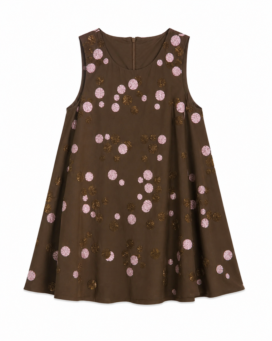 Bronze Beaded Orbit Pleat Dress