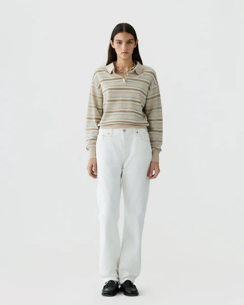 Collegiate Stripe Polo - Sandstone Combo