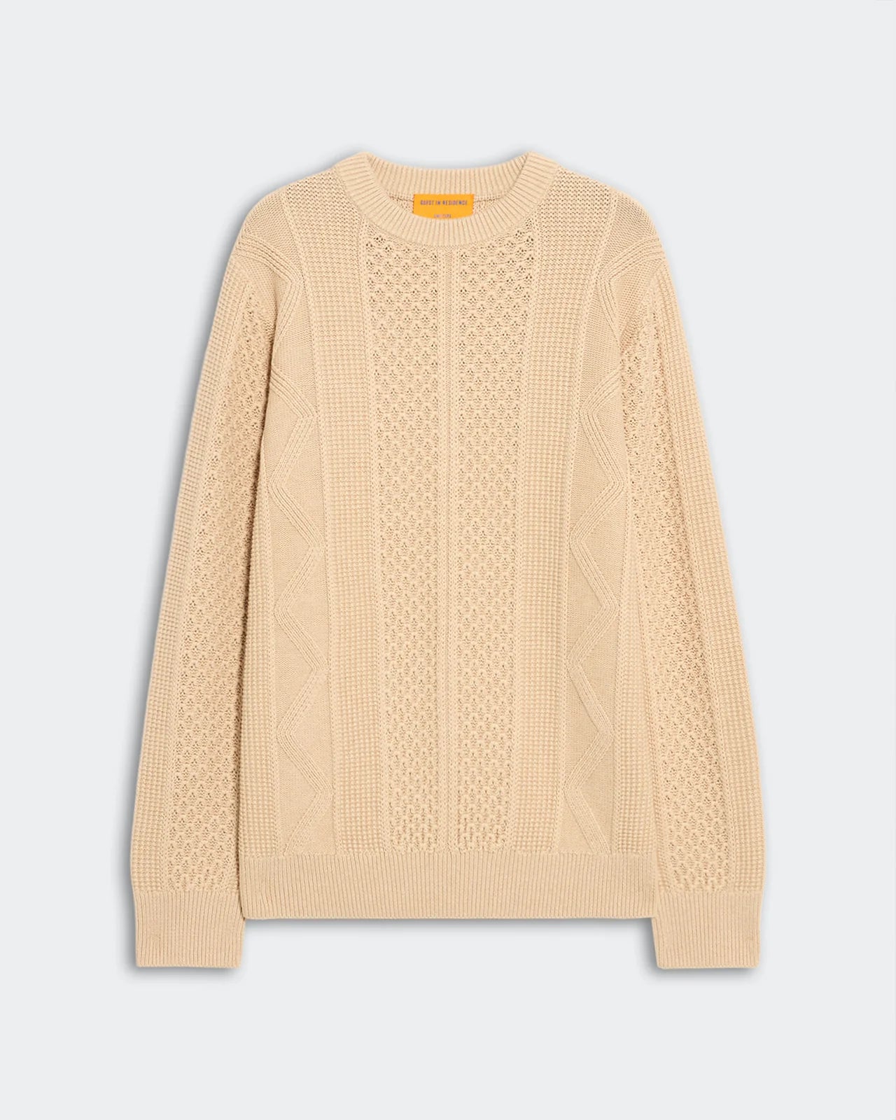 Allday Cable Crew in Cotton Cashmere - Sand