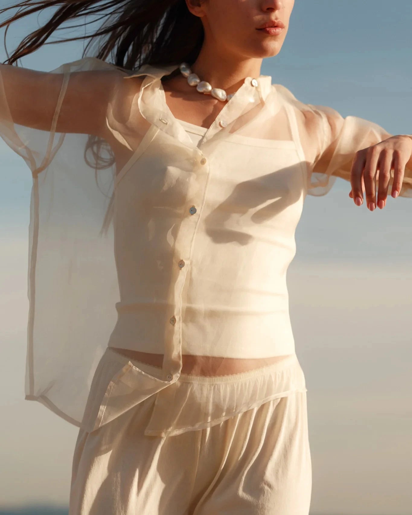 【Todayful】organdy sheer shirt Sheer Lavandula Long Sleeve Shirt – BODE