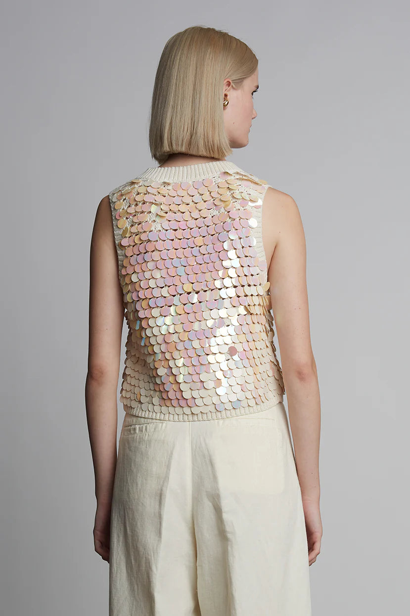 Cora Sequins Top - Ivory Sequins
