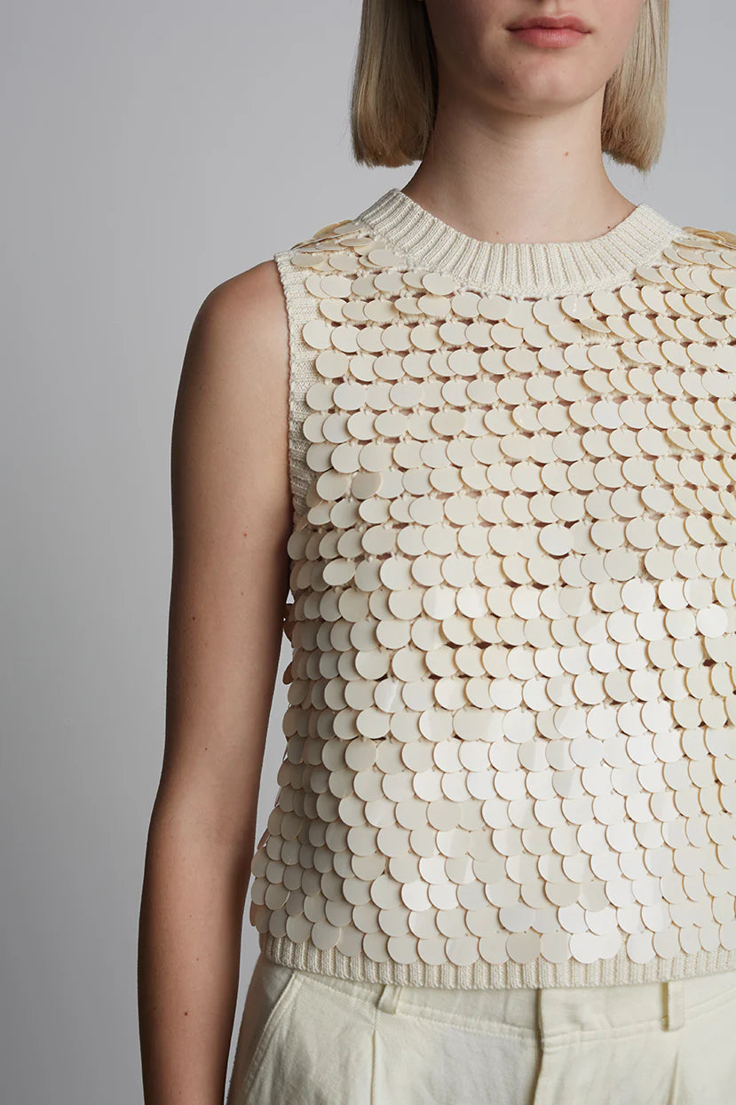 Cora Sequins Top - Ivory Sequins