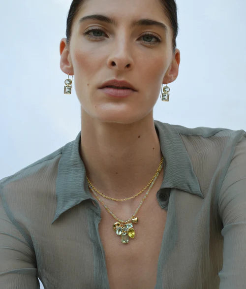 Duo Earrings in Green Amethyst