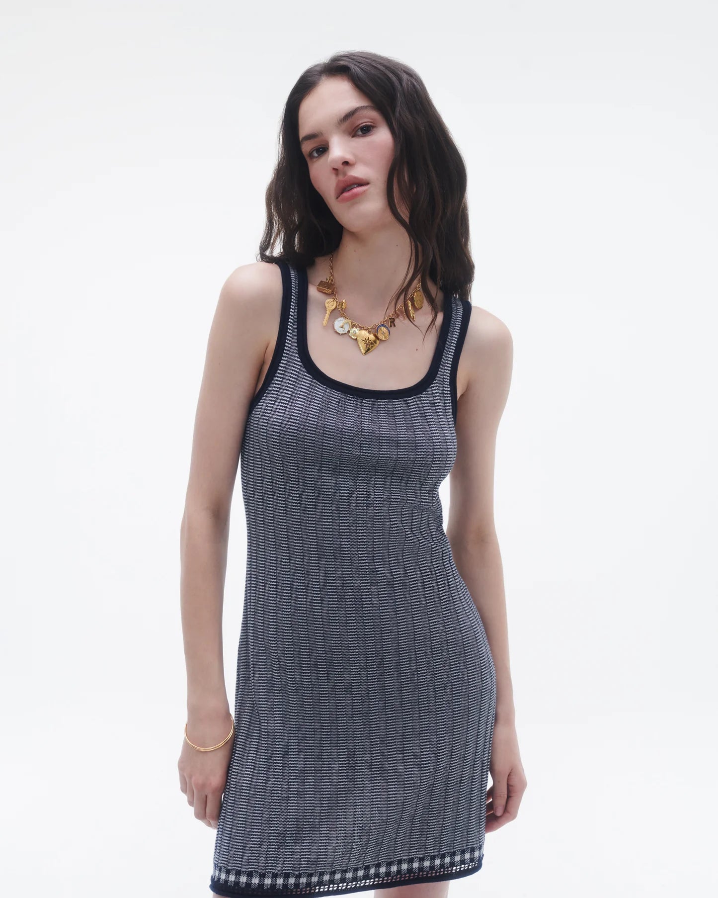Fine Stripe Tank Dress - Midnight/Cream